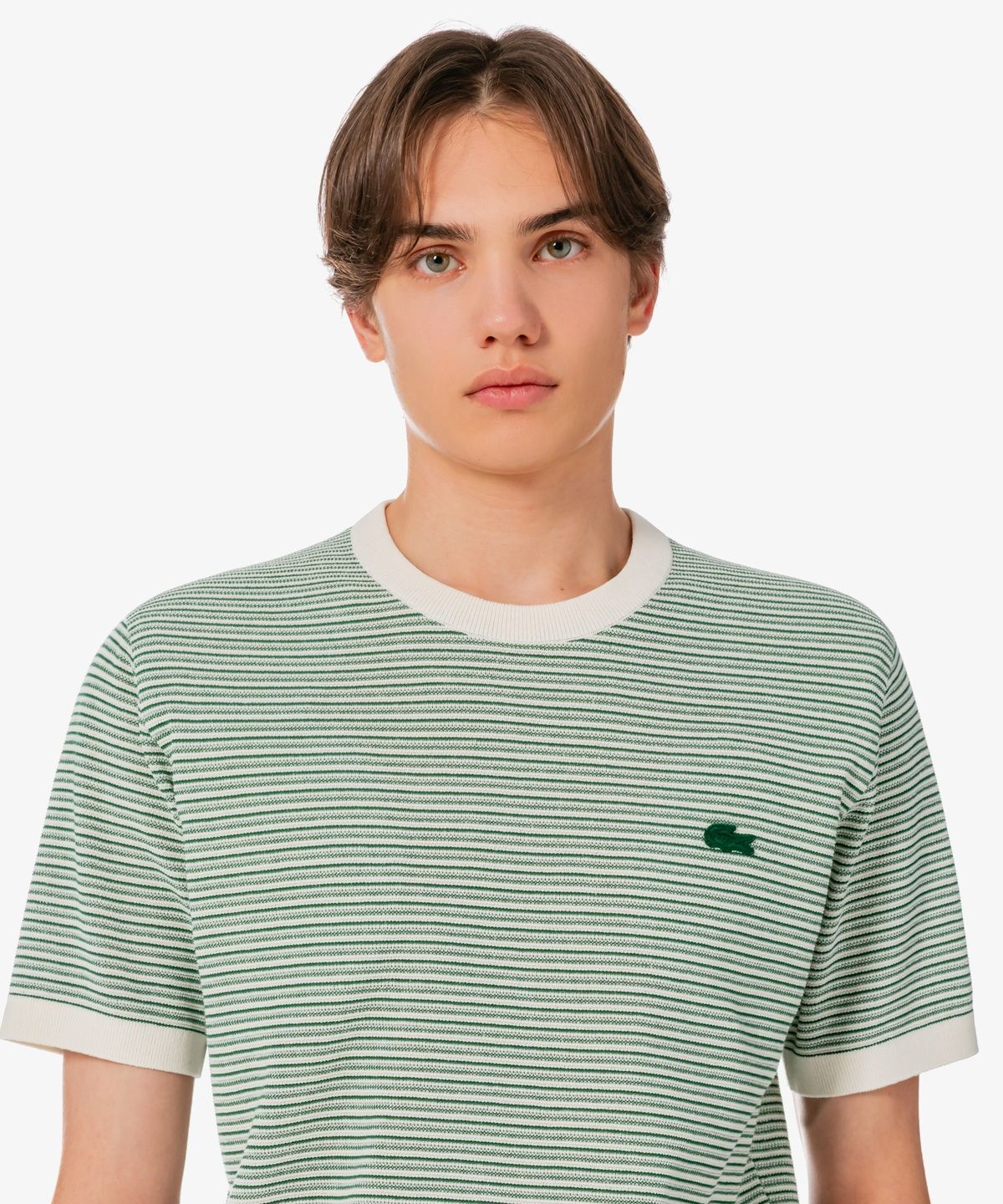 라코스테(LACOSTE) 남성 멀티 스트라이프 반팔 크루넥 풀오버 AH307E-56G 132