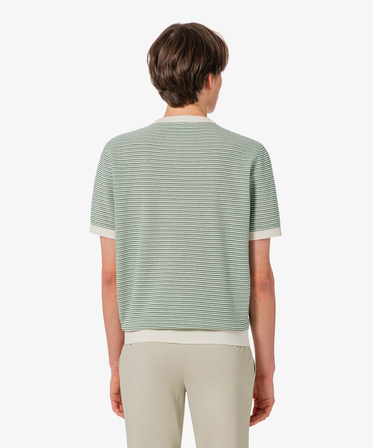 라코스테(LACOSTE) 남성 멀티 스트라이프 반팔 크루넥 풀오버 AH307E-56G 132