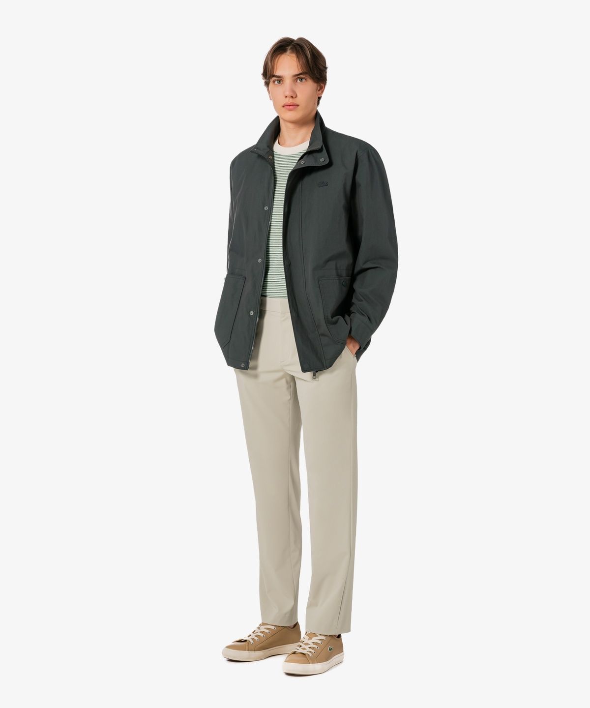 라코스테(LACOSTE) 남성 멀티 스트라이프 반팔 크루넥 풀오버 AH307E-56G 132