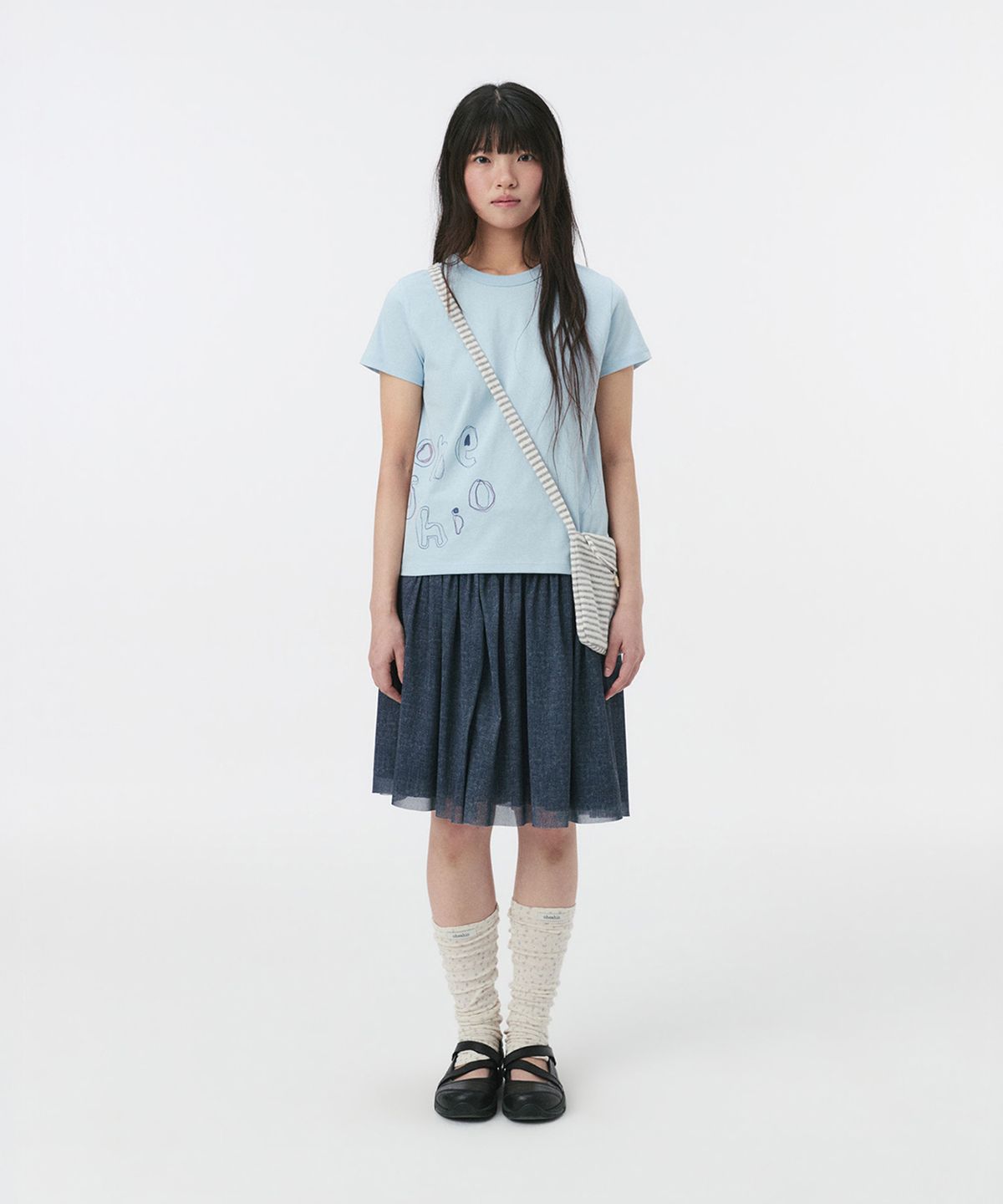 오헤시오(OHESHIO) KEY PATTERNED KNEE SOCKS, IVORY