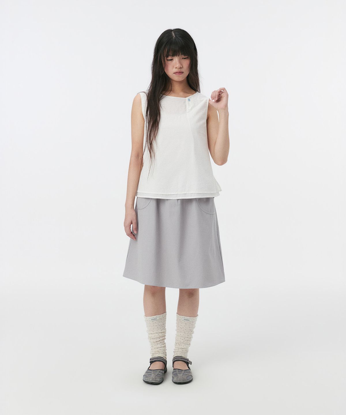 오헤시오(OHESHIO) KEY PATTERNED KNEE SOCKS, IVORY