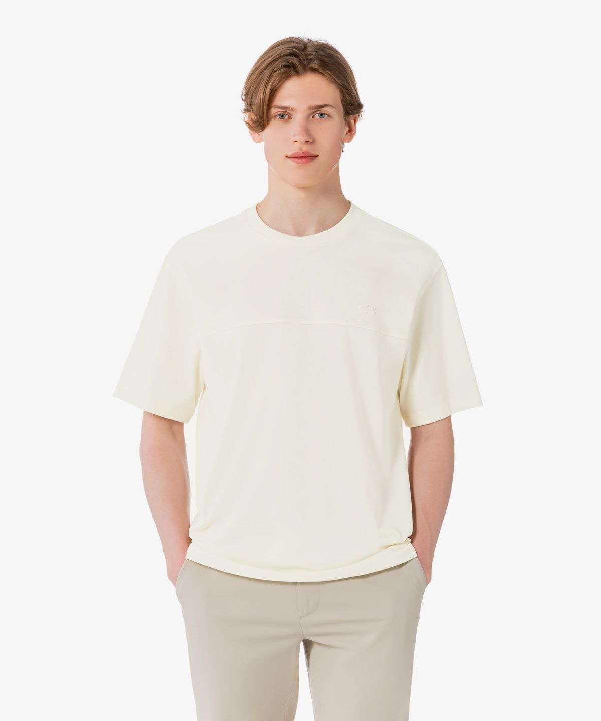 라코스테(LACOSTE) 남성 강연 우븐 절개 반팔 티셔츠 TH358E-56G 056