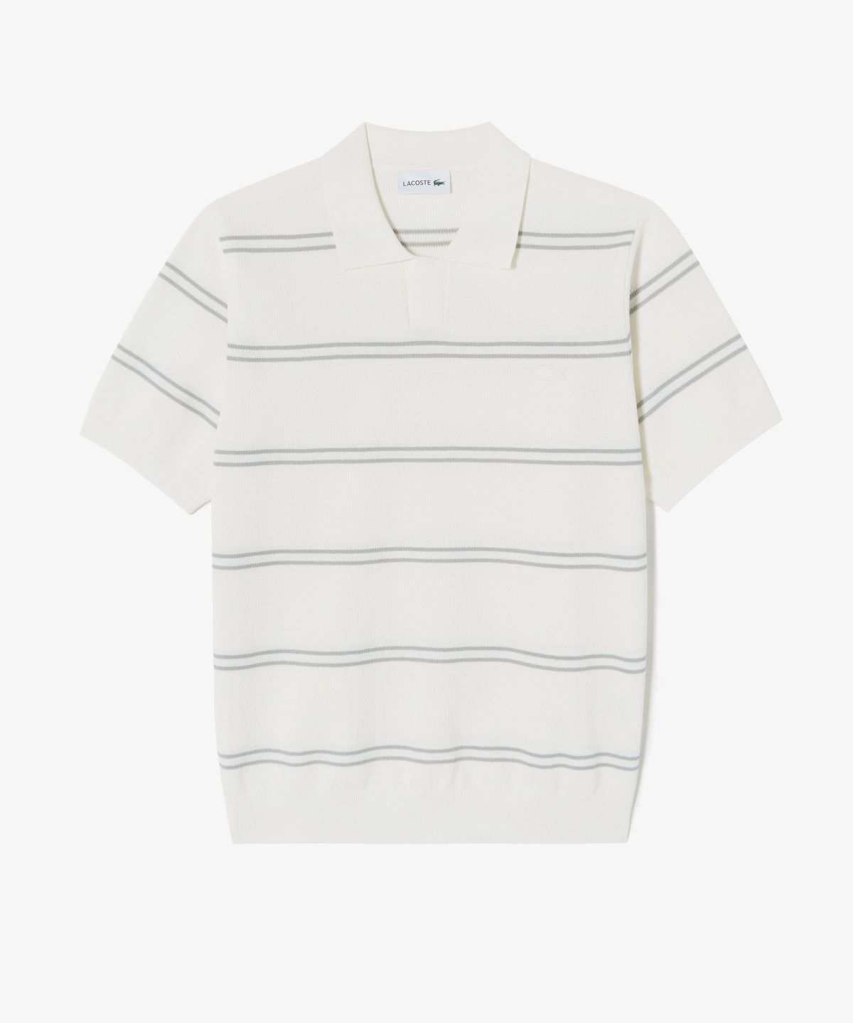 라코스테(LACOSTE) 남성 오픈카라 핀 스트라이프 반팔 스웨터 폴로 셔츠 PH396E-56G XFJ