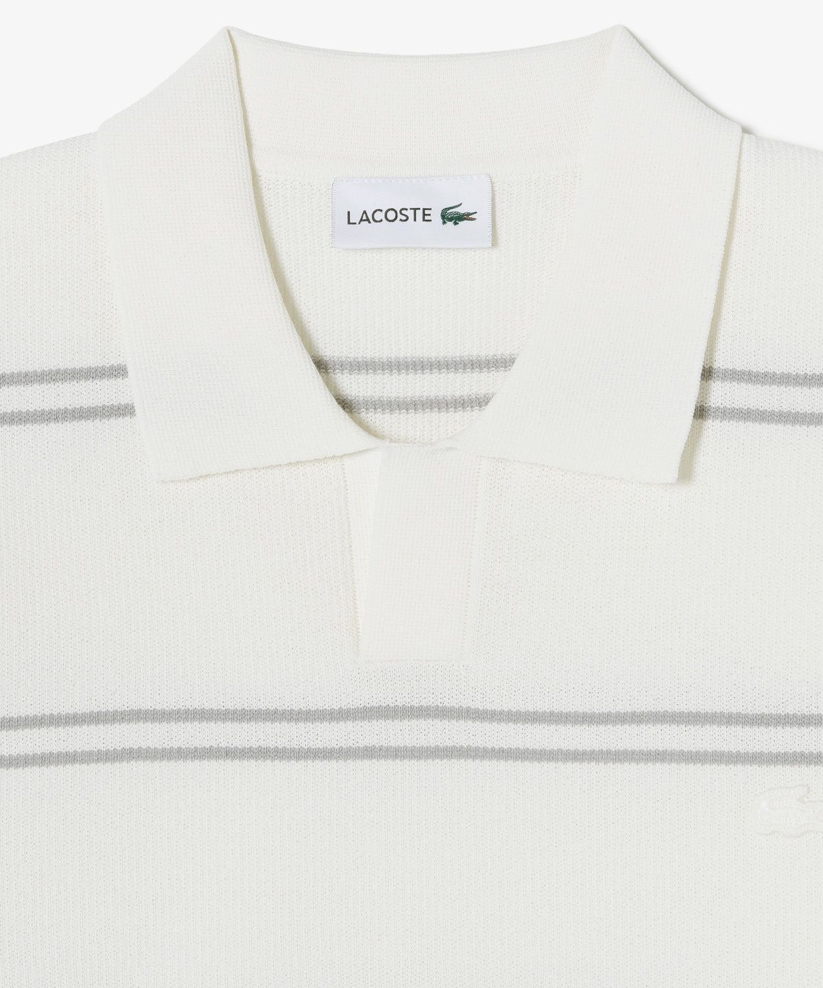 라코스테(LACOSTE) 남성 오픈카라 핀 스트라이프 반팔 스웨터 폴로 셔츠 PH396E-56G XFJ