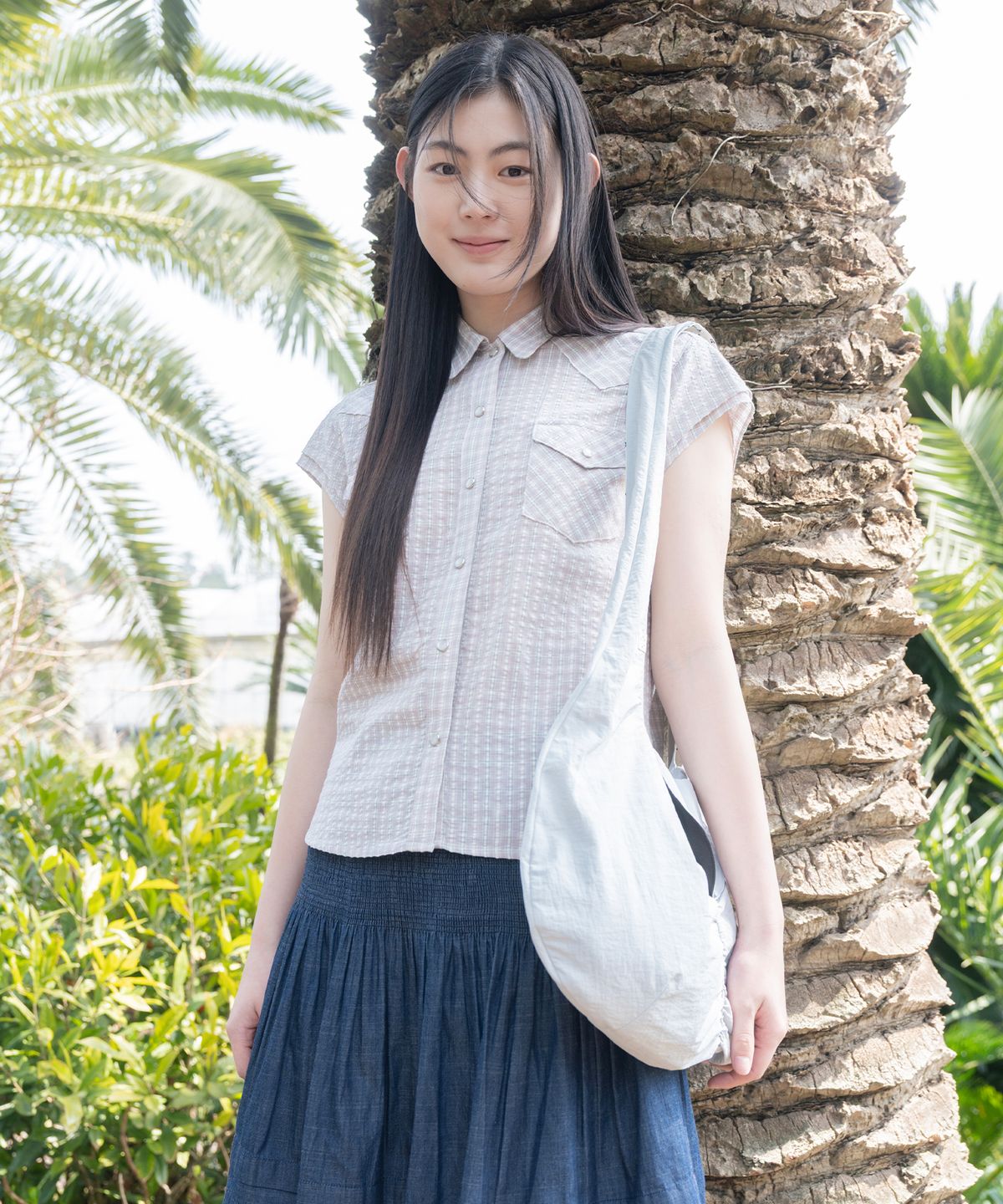 오헤시오(OHESHIO) FLORAL REVERSIBLE HOBO BAG, SKY BLUE