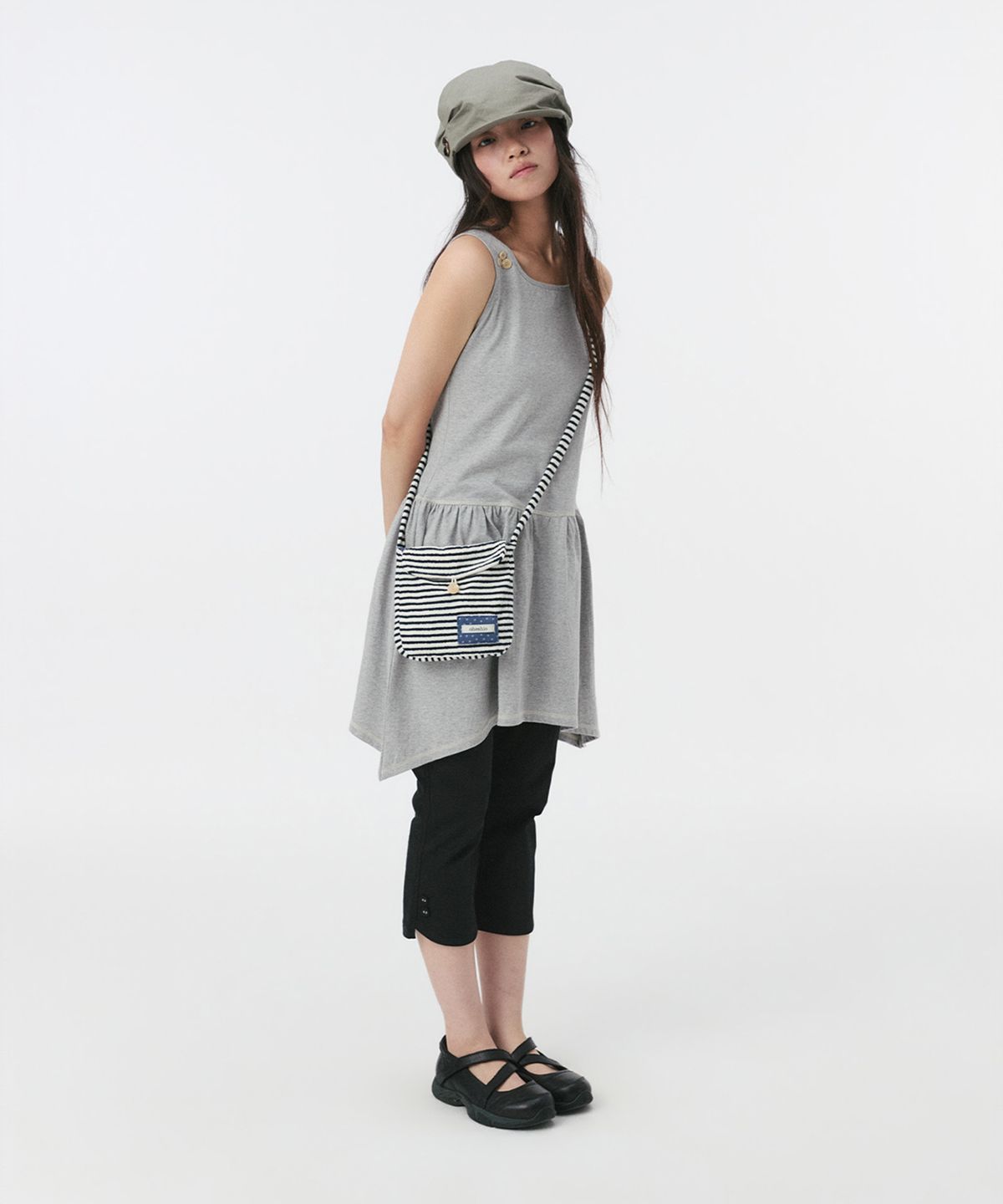 오헤시오(OHESHIO) STRIPE TERRY MINI CROSSBODY BAG, NAVY