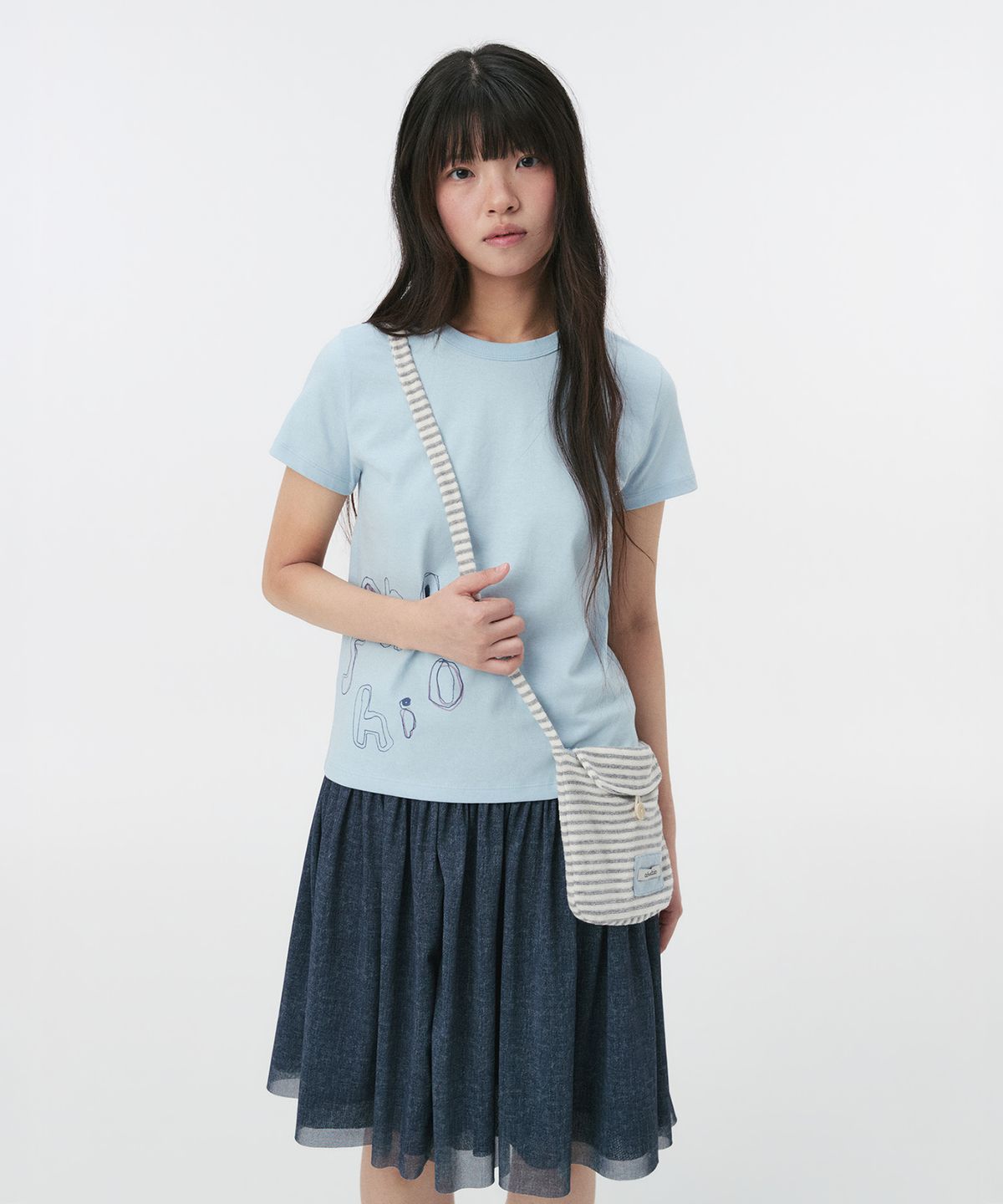오헤시오(OHESHIO) STRIPE TERRY MINI CROSSBODY BAG, GRAY