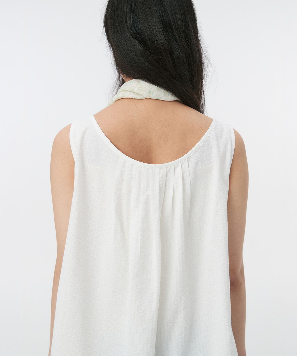 오헤시오(OHESHIO) BABYDOLL PINTUCK MINI DRESS, WHITE
