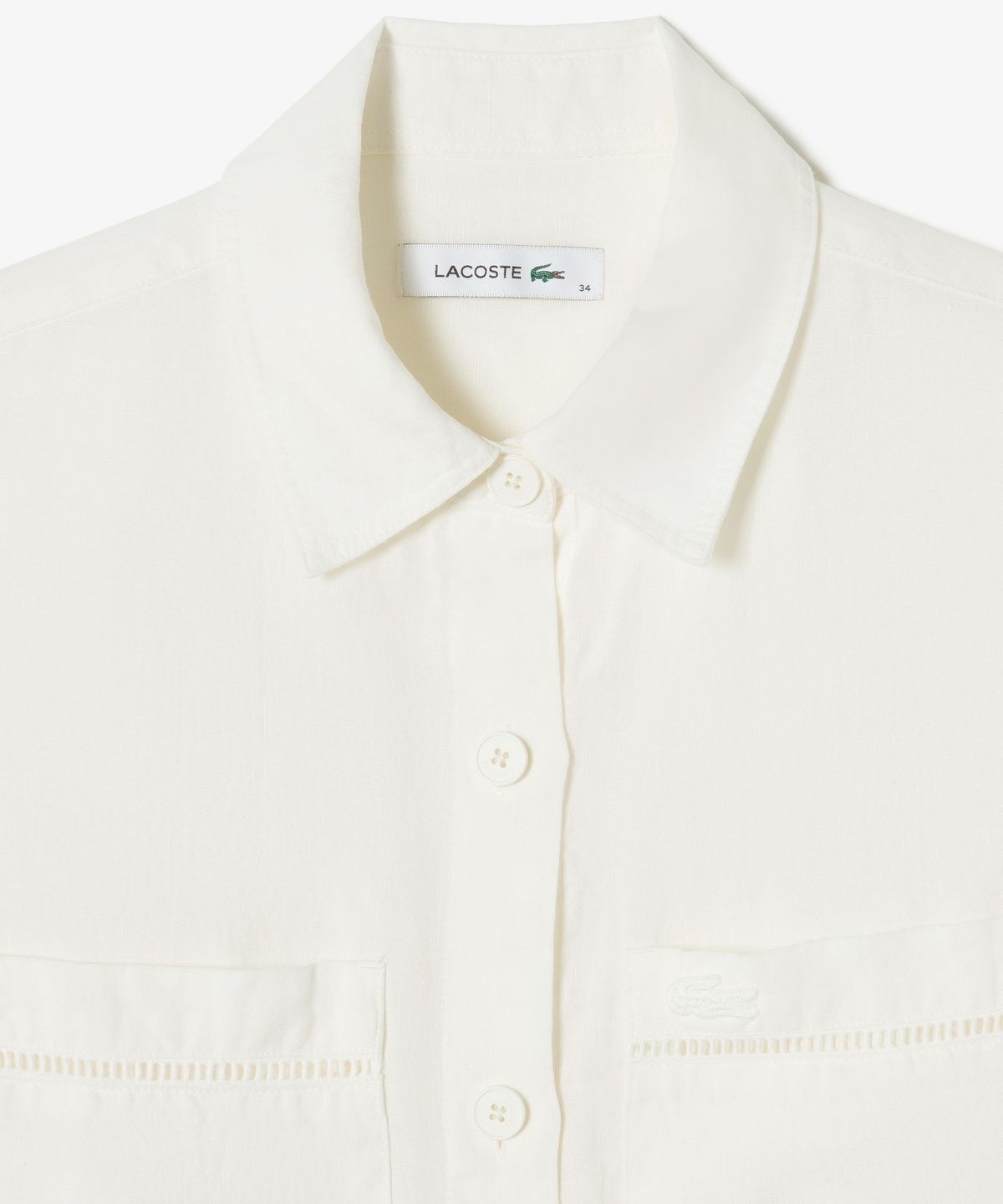 라코스테(LACOSTE) 여성 린넨 오픈워크 반팔 셔츠 CF197E-56G 70V
