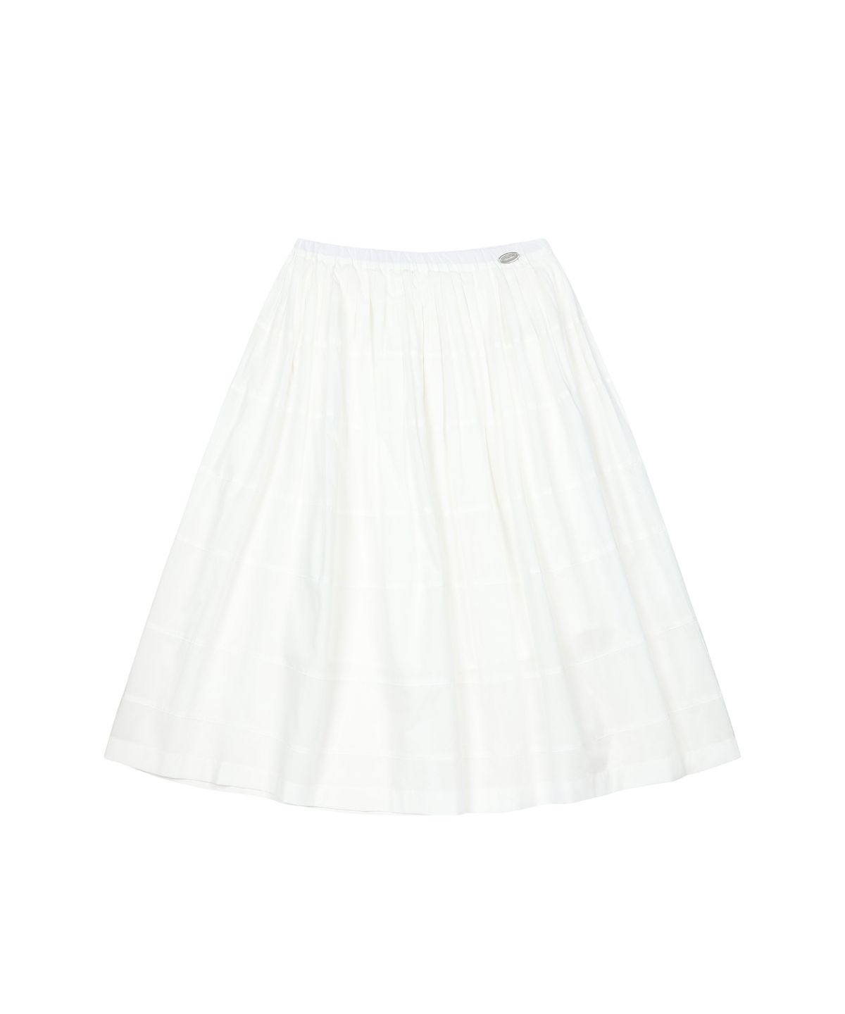 오헤시오(OHESHIO) SHIRRING TIERED MAXI SKIRT, WHITE