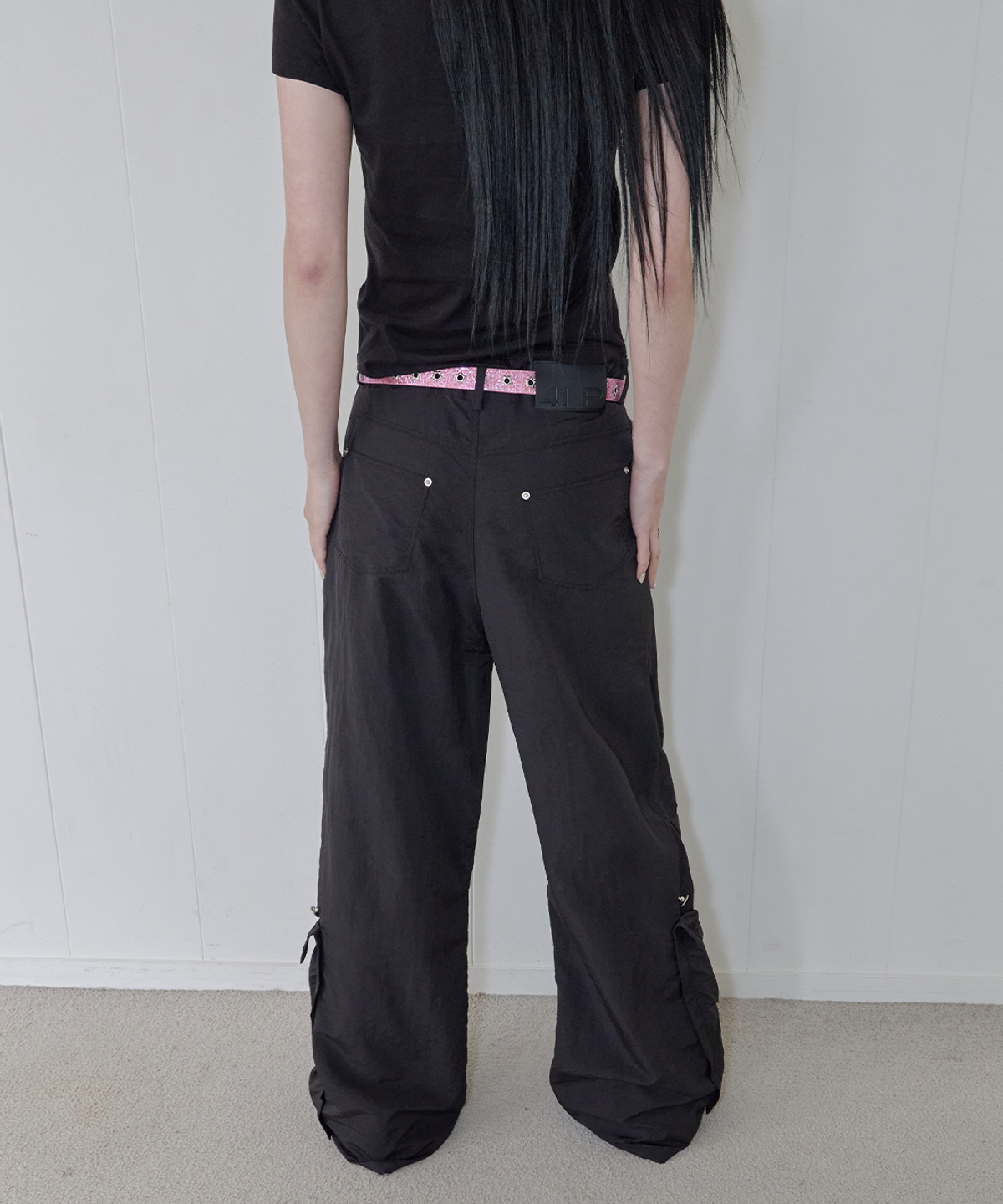 사일프레이(41PRAY) Nylon Flap Wide Pants / Black