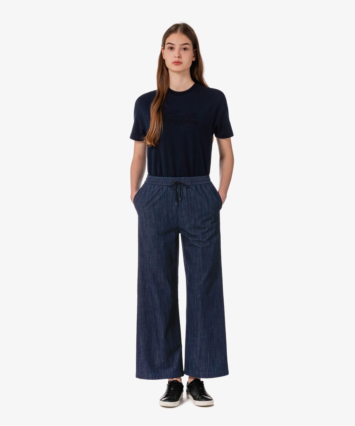 라코스테(LACOSTE) 여성 린넨 밴딩 와이드 팬츠 HF611E-56G 166