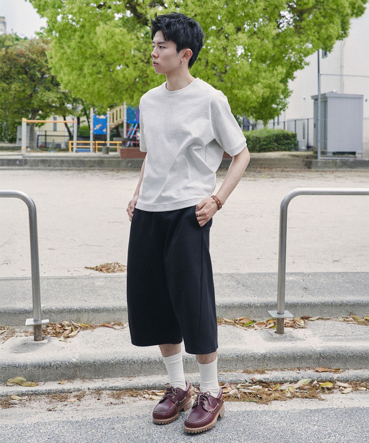 제로(XERO) 커브드 라인 오버 스웨트 쇼츠 [블랙]