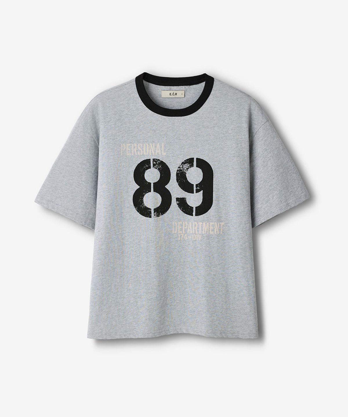 이코르(ECORR) [UNISEX] 89 링거 크롭 반팔 티셔츠_그레이