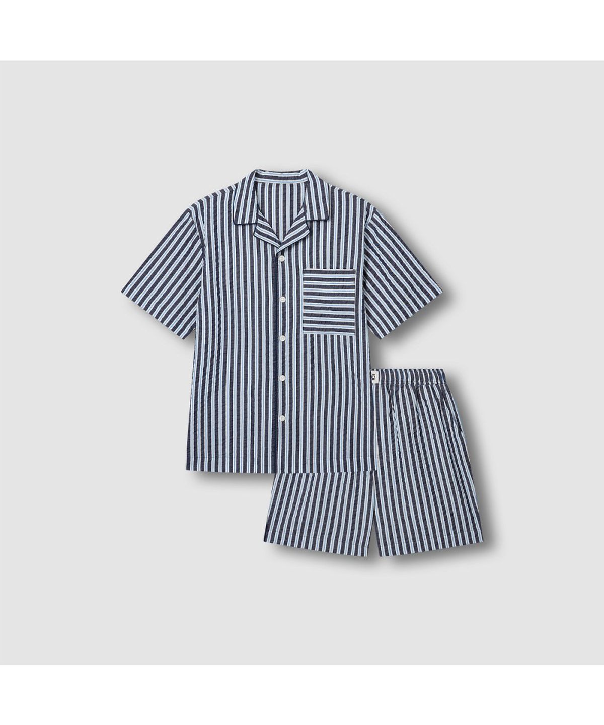 자주(JAJU) [Patina by JAJU] UNI 서프 시어서커 4부 파자마 세트_네이비