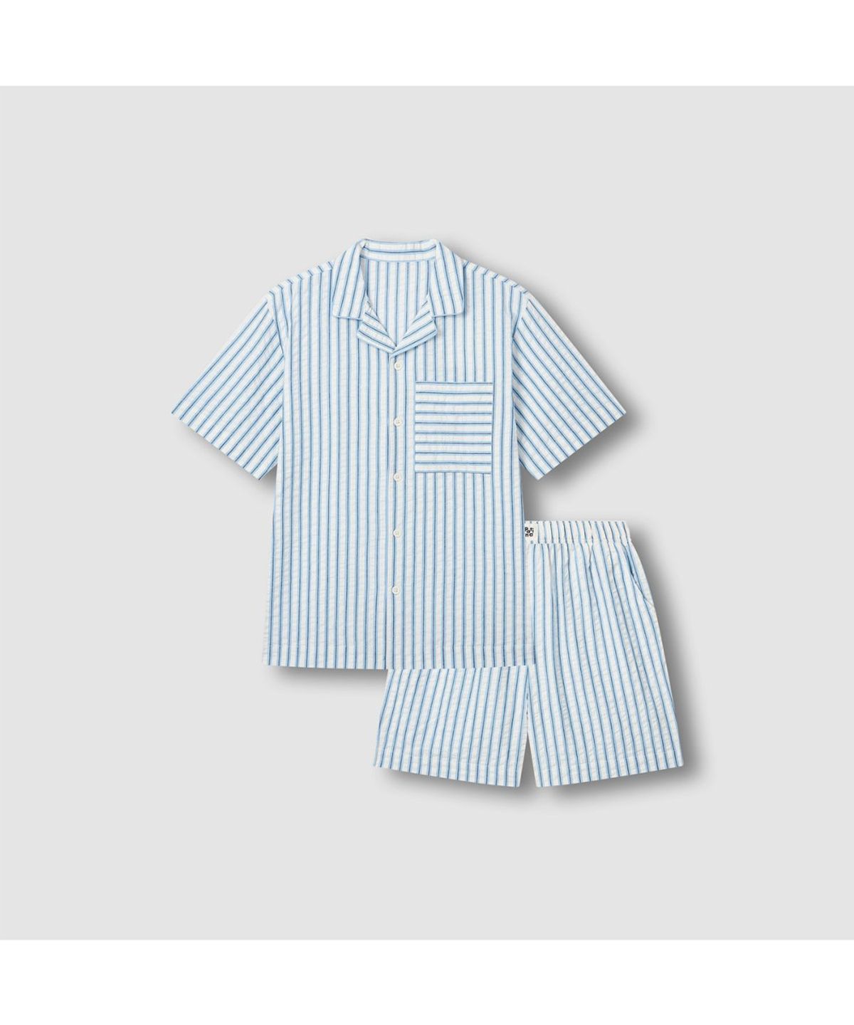 자주(JAJU) [Patina by JAJU] UNI 서프 시어서커 4부 파자마 세트_블루