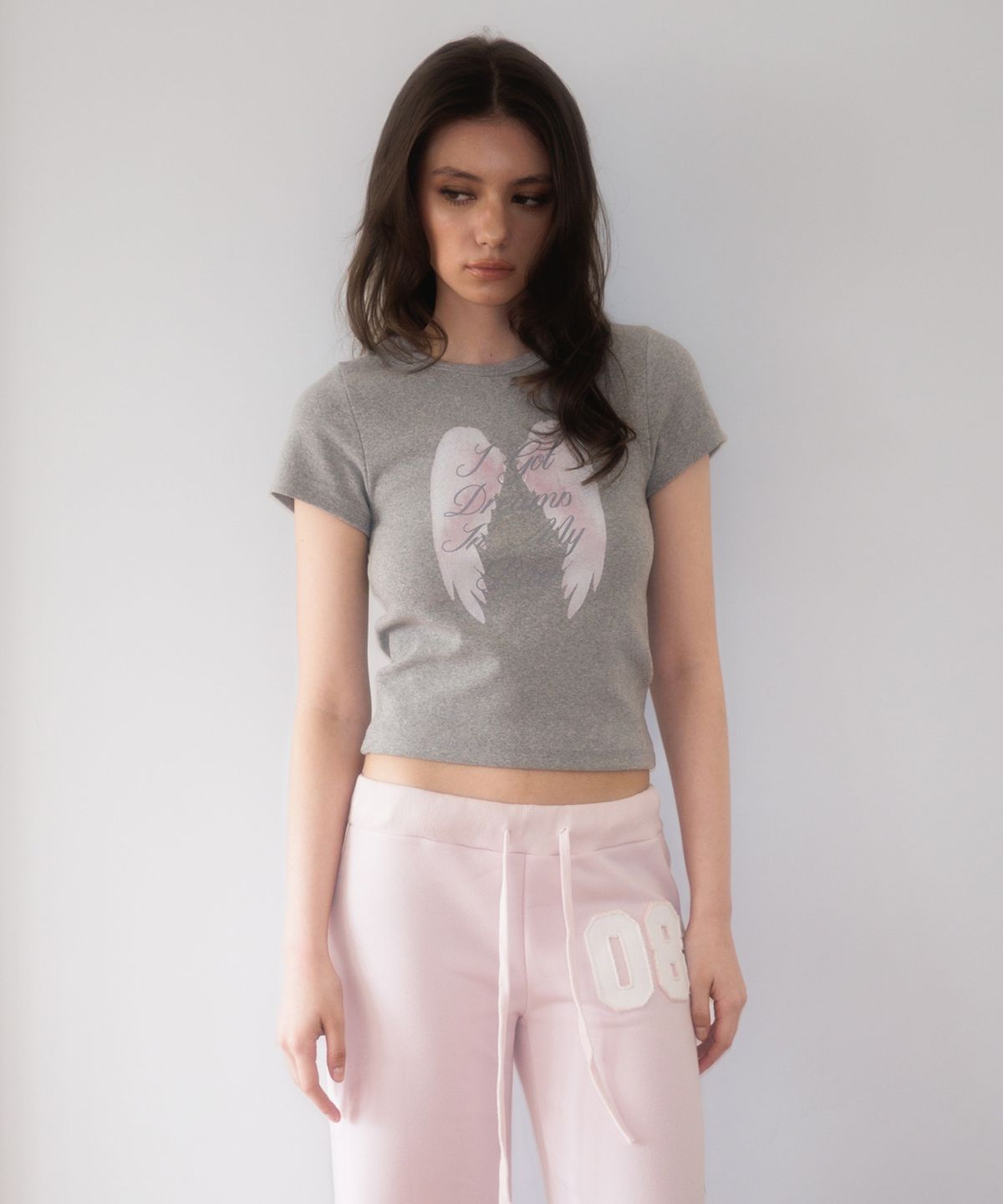 로제프란츠(ROSEFRANTZ) Angel Wing Lettering T-shirt [Gray]