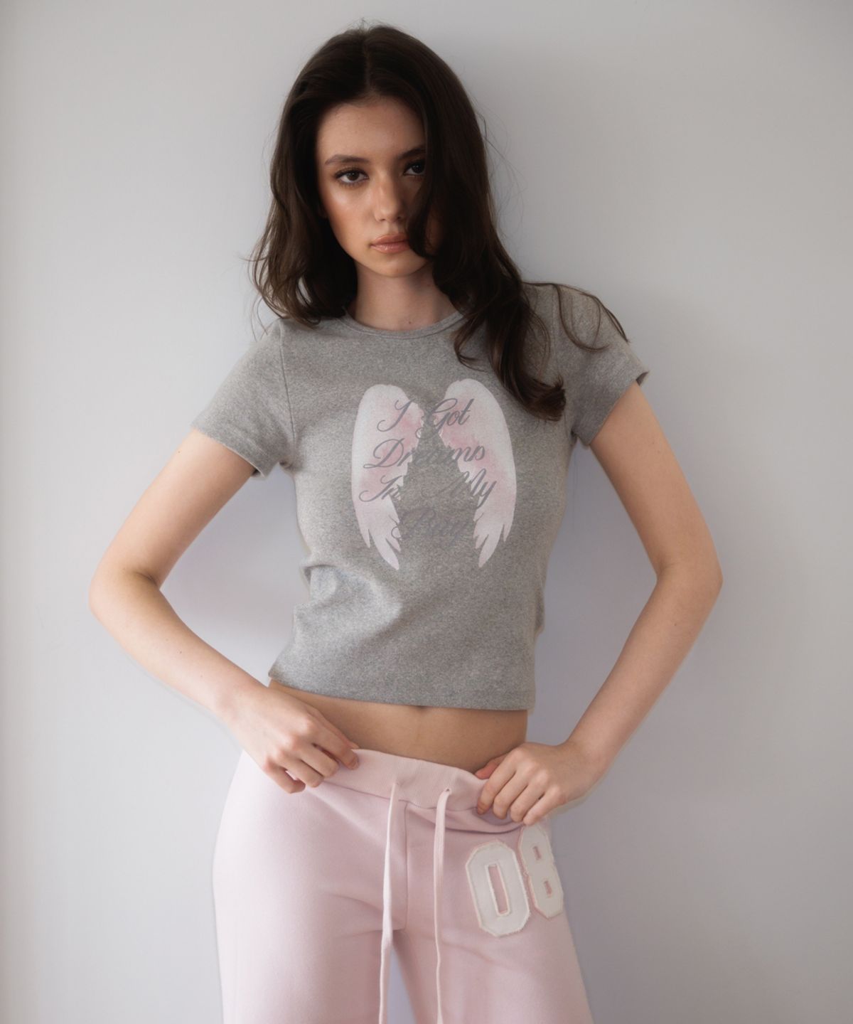 로제프란츠(ROSEFRANTZ) Angel Wing Lettering T-shirt [Gray]