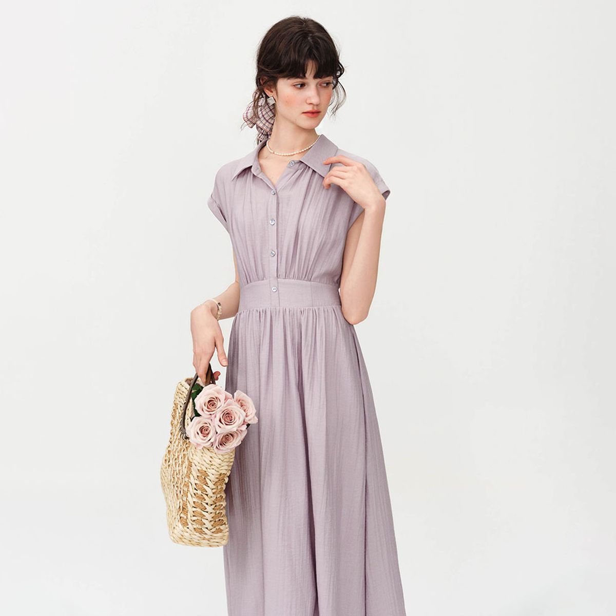 웬스데이딜라잇(WEDNESDAY DELIGHT) WD_Collar sleeveless button long dress_2color