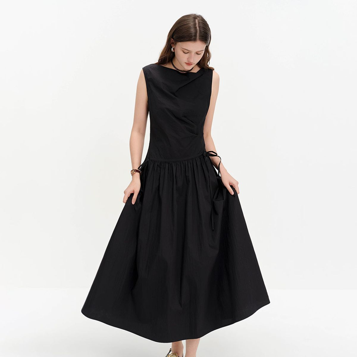 웬스데이딜라잇(WEDNESDAY DELIGHT) WD_Drape waist sleeveless long dress_2color