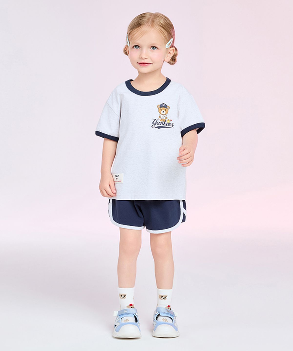 엠엘비 키즈(MLB KIDS) 메가베어 프렌즈 링거티셔츠 세트 NY (Navy)