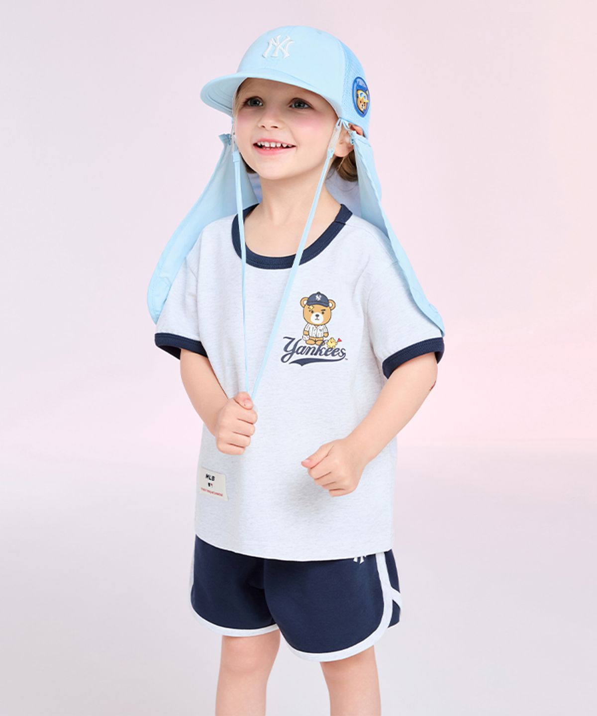 엠엘비 키즈(MLB KIDS) 메가베어 프렌즈 링거티셔츠 세트 NY (Navy)