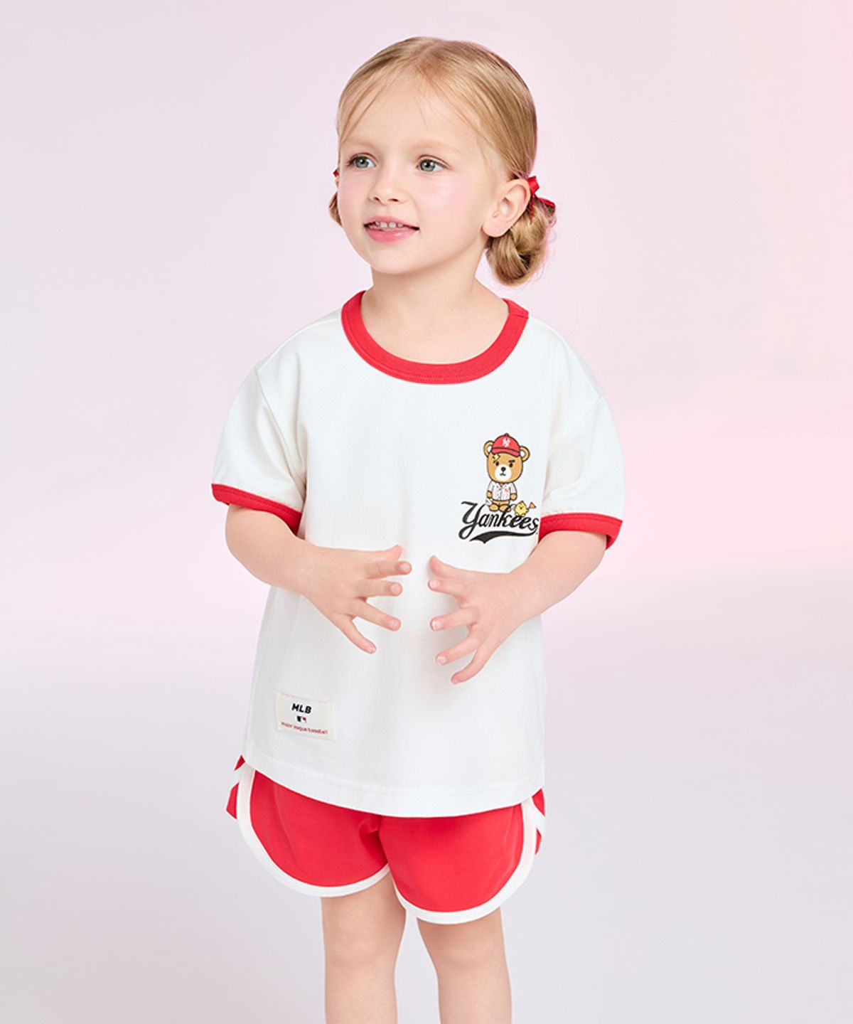 엠엘비 키즈(MLB KIDS) 메가베어 프렌즈 링거티셔츠 세트 NY (Red)