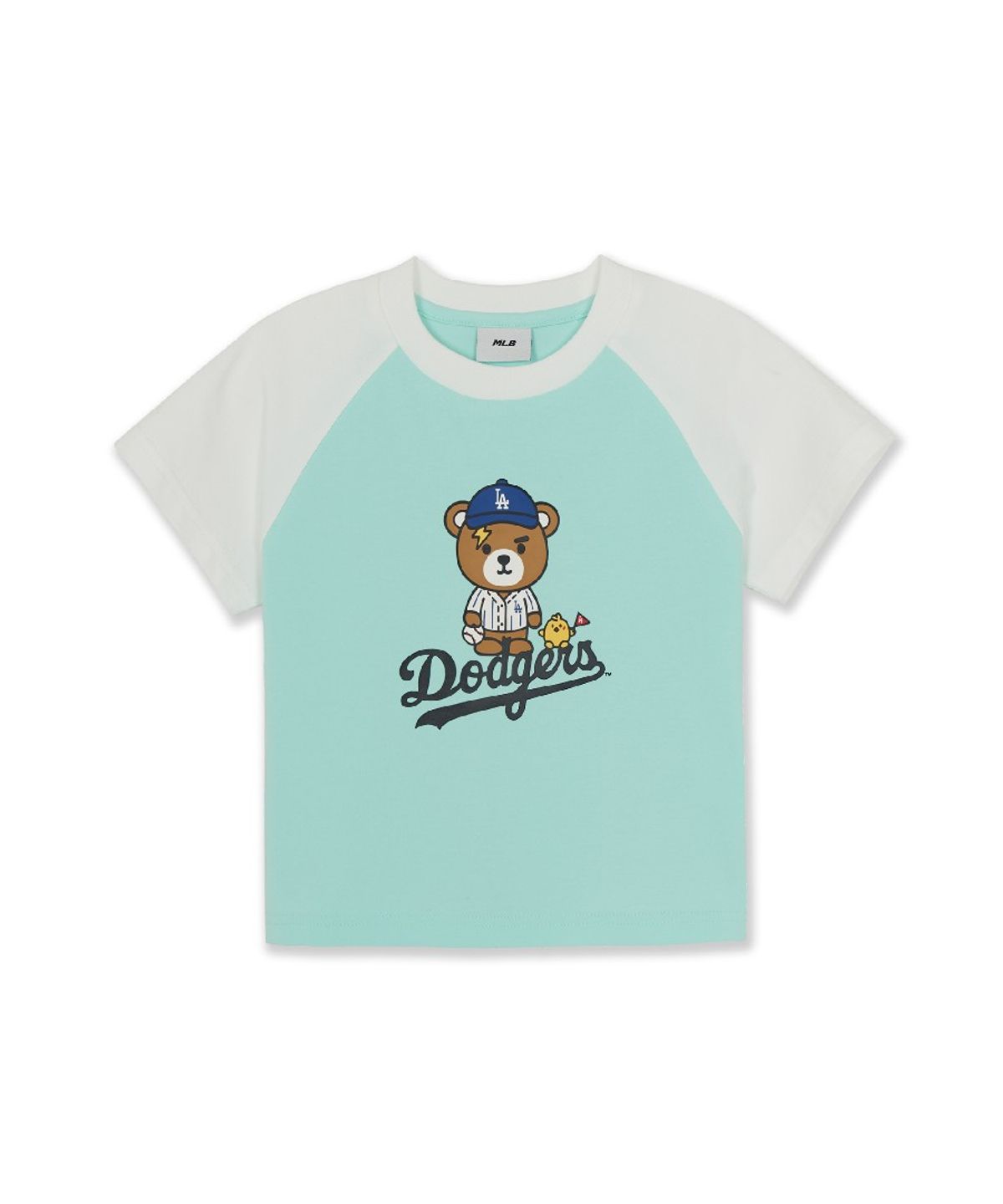 엠엘비 키즈(MLB KIDS) 메가베어 프렌즈 배색 래글런 티셔츠 세트 LA (Mint)
