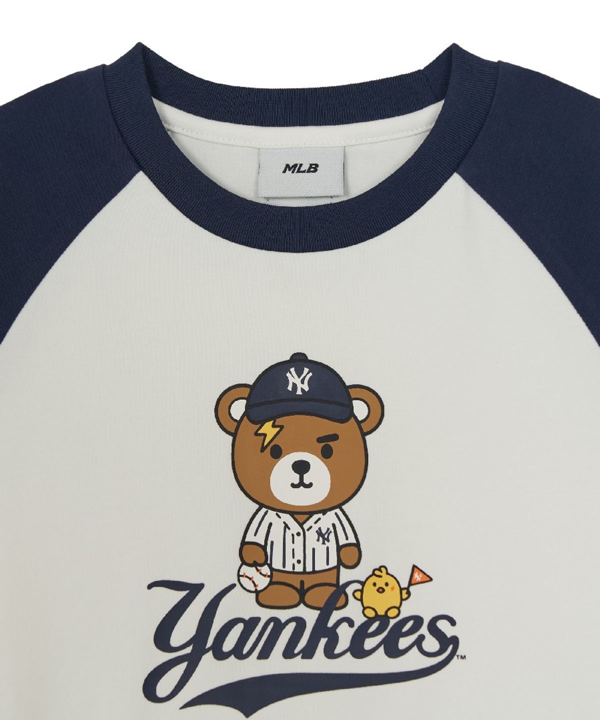 엠엘비 키즈(MLB KIDS) 메가베어 프렌즈 배색 래글런 티셔츠 세트 NY (Navy)