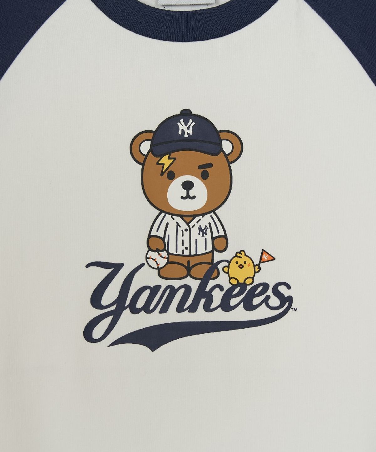 엠엘비 키즈(MLB KIDS) 메가베어 프렌즈 배색 래글런 티셔츠 세트 NY (Navy)