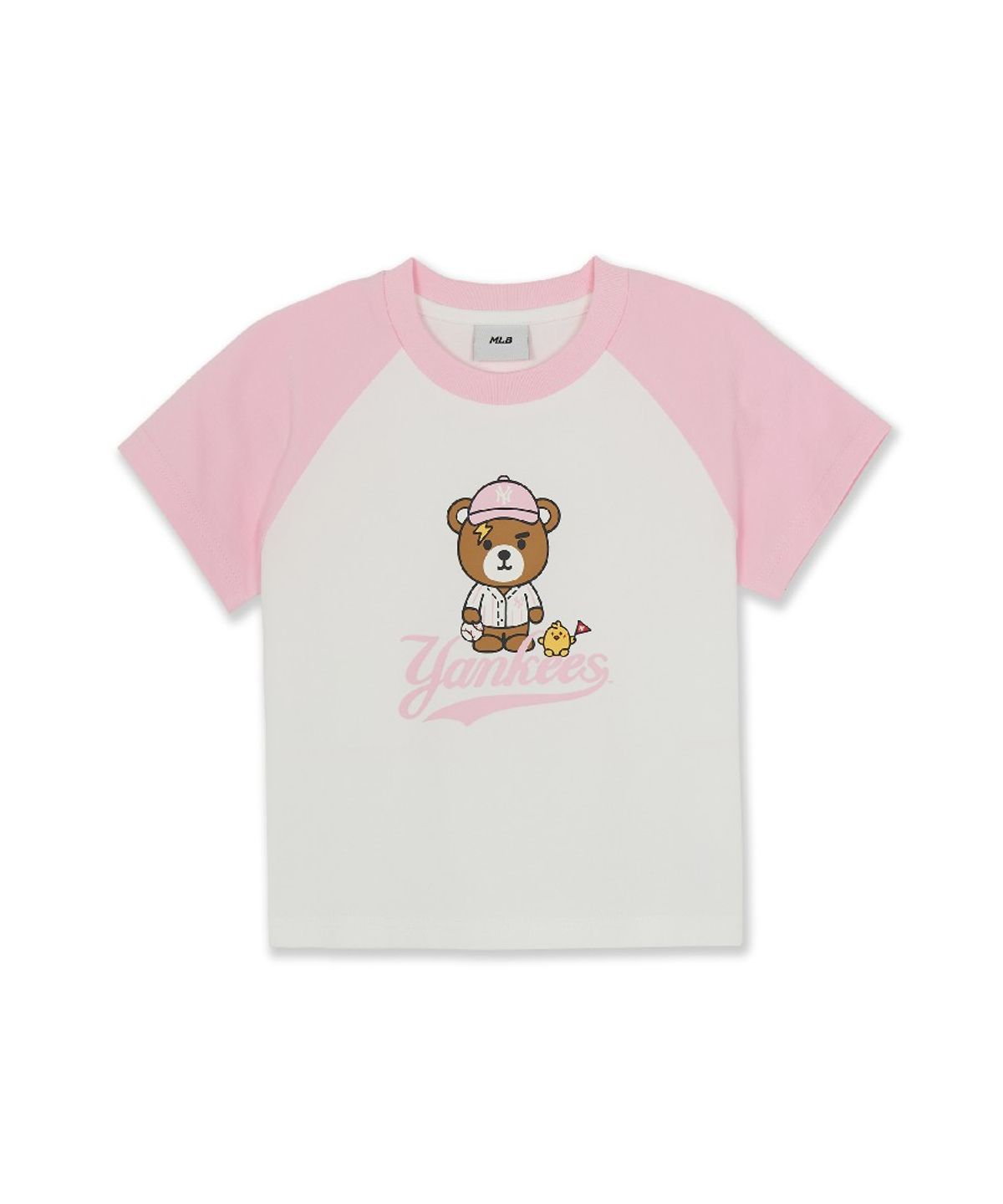 엠엘비 키즈(MLB KIDS) 메가베어 프렌즈 배색 래글런 티셔츠 세트 NY (L.Pink)