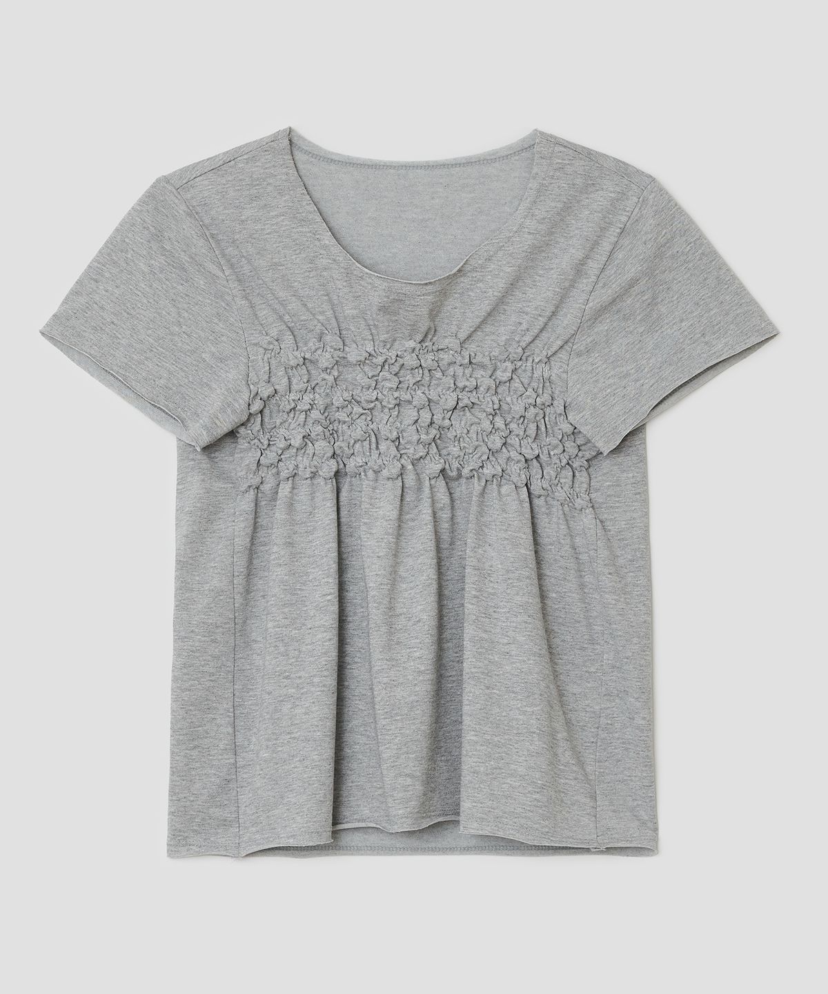 타입서비스(TYPESERVICE) Raw Edge Shirred Top [Gray]
