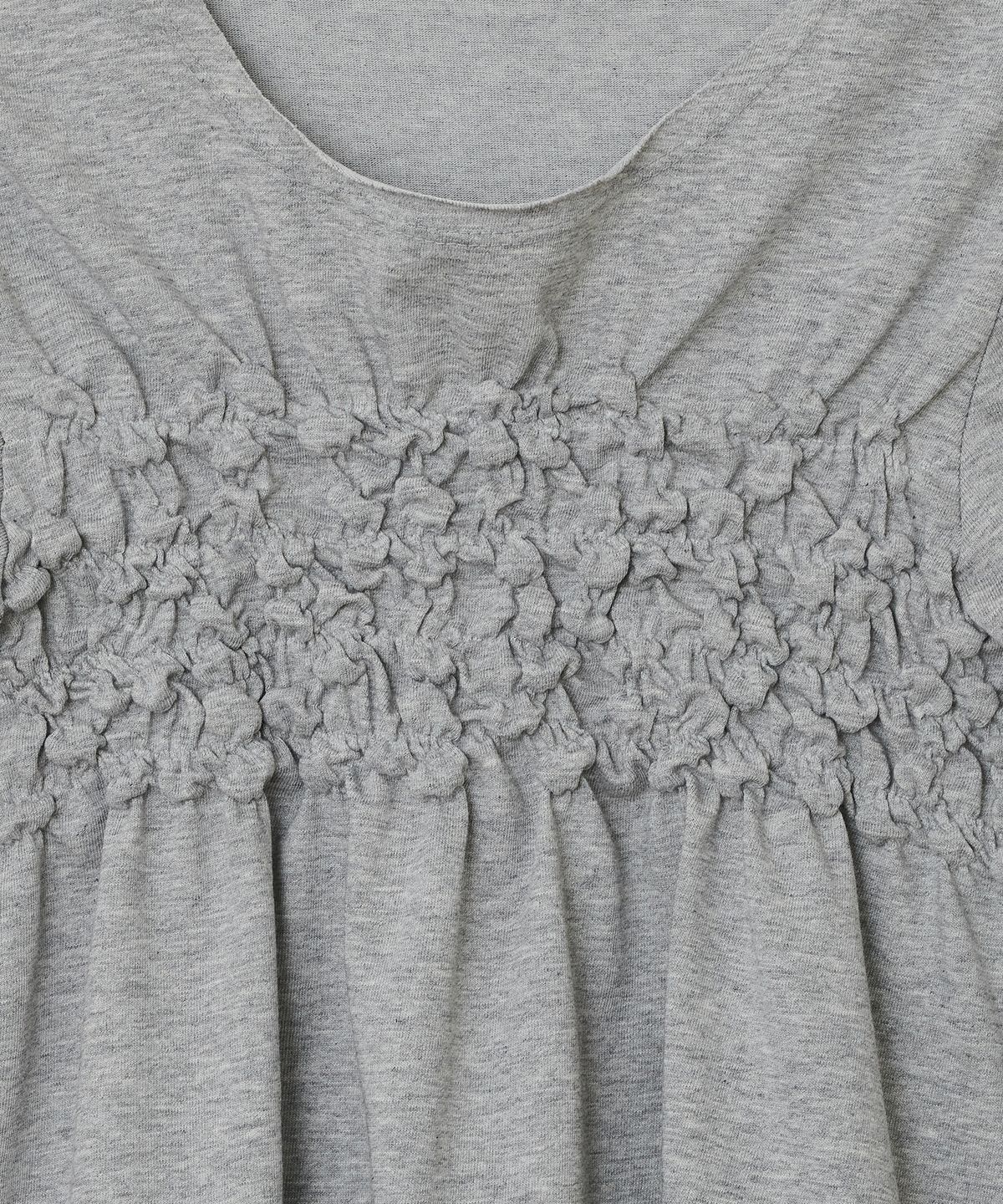 타입서비스(TYPESERVICE) Raw Edge Shirred Top [Gray]