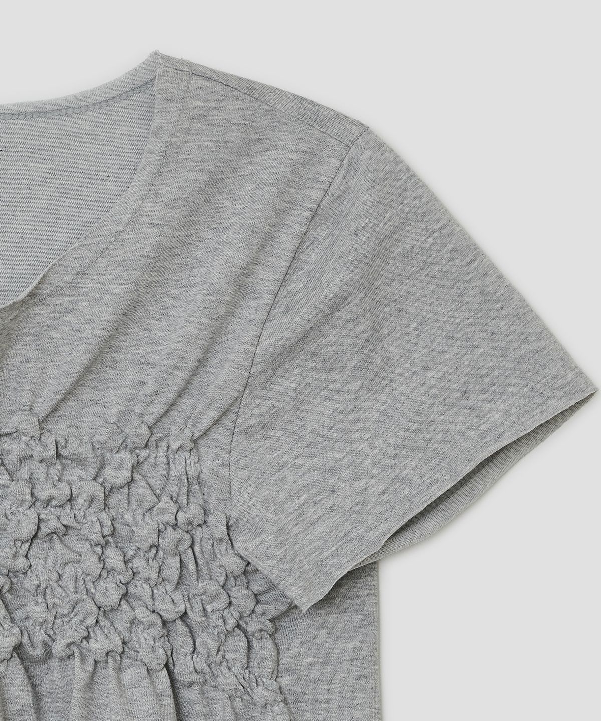 타입서비스(TYPESERVICE) Raw Edge Shirred Top [Gray]