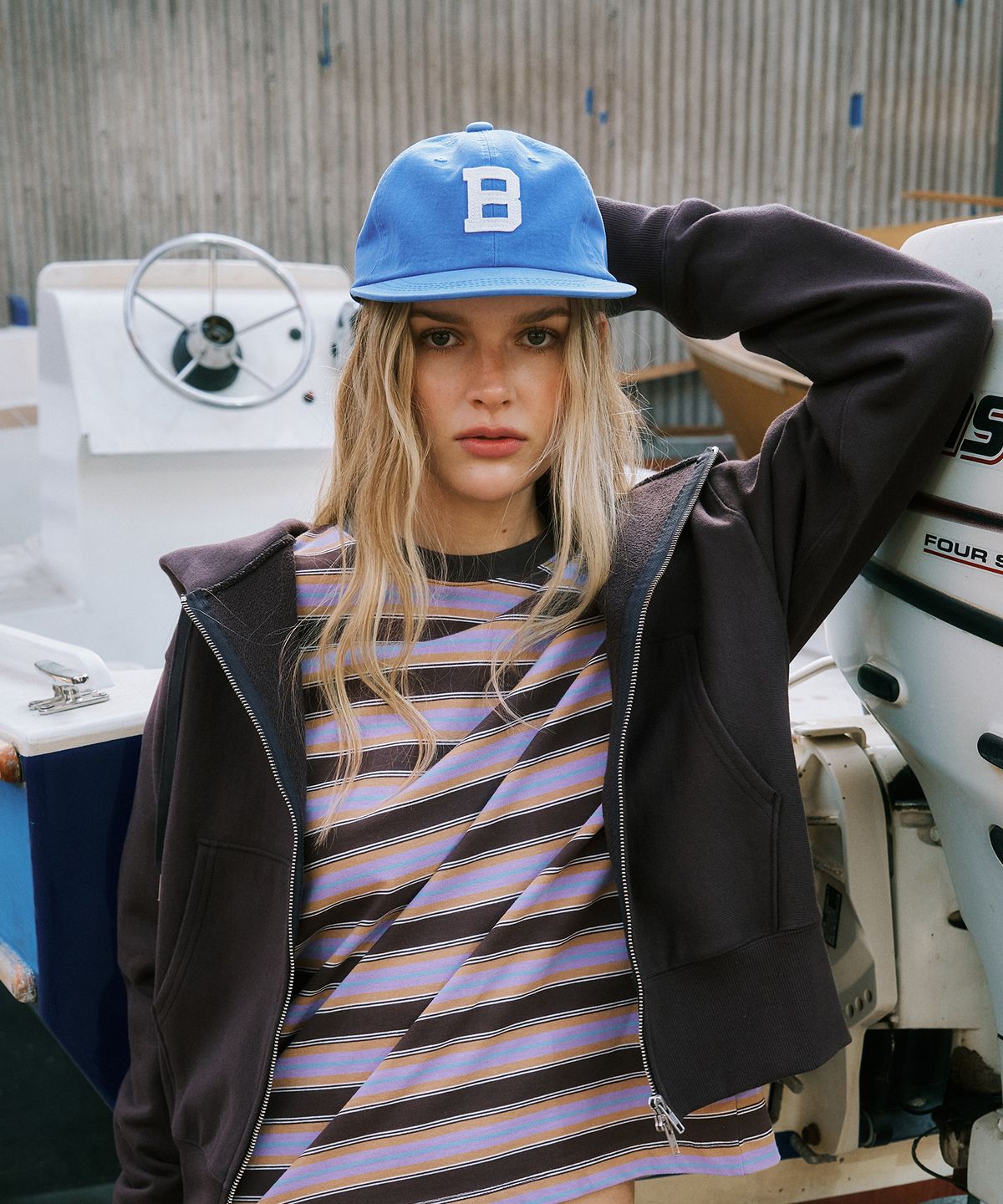 그린버터(GREENBUTTER) B Logo Cap (L/Blue)