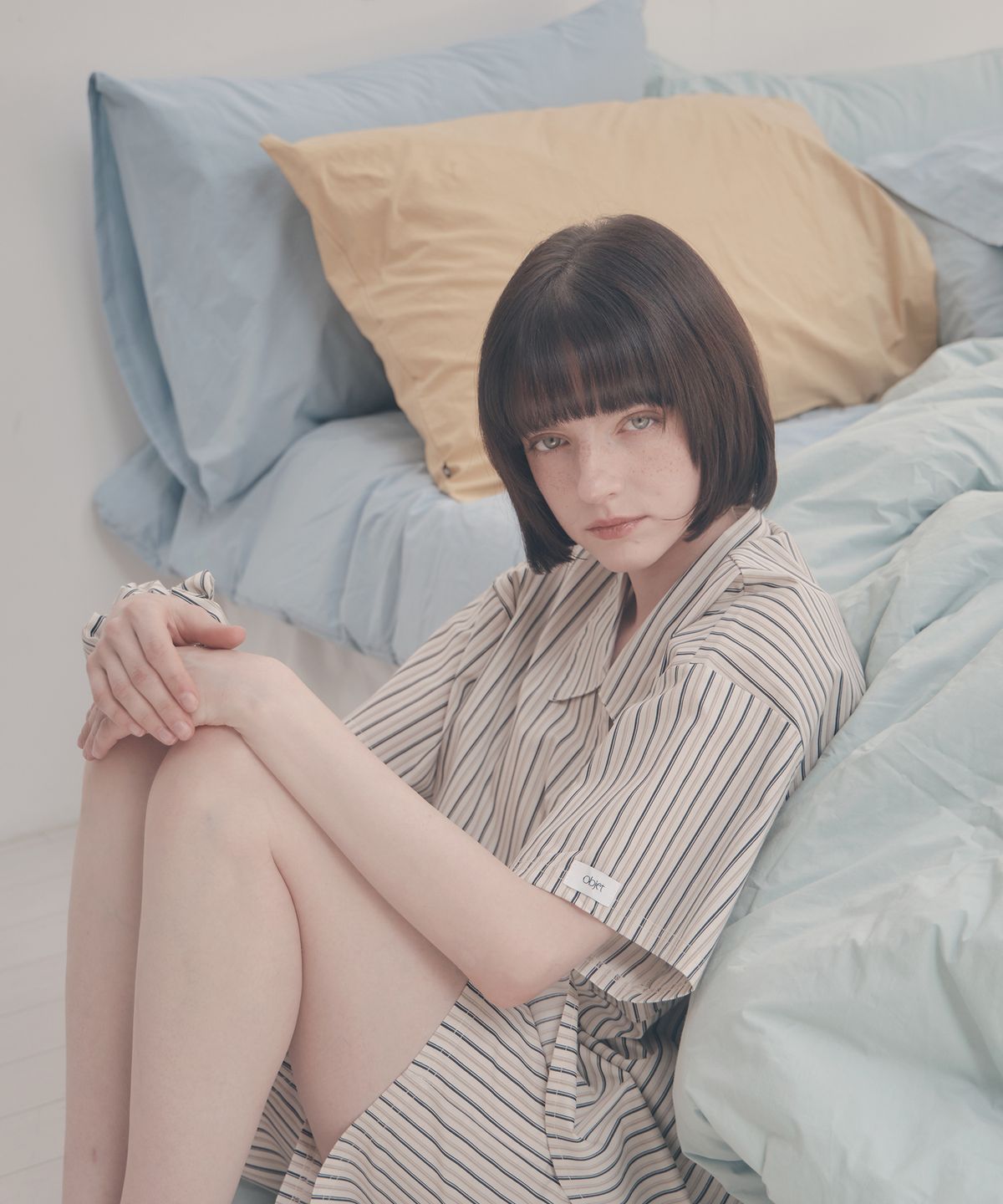 오프아워 오브제(OFFHOUR OBJET) 버던트 솔리드 고밀도 순면 차렵이불 블루