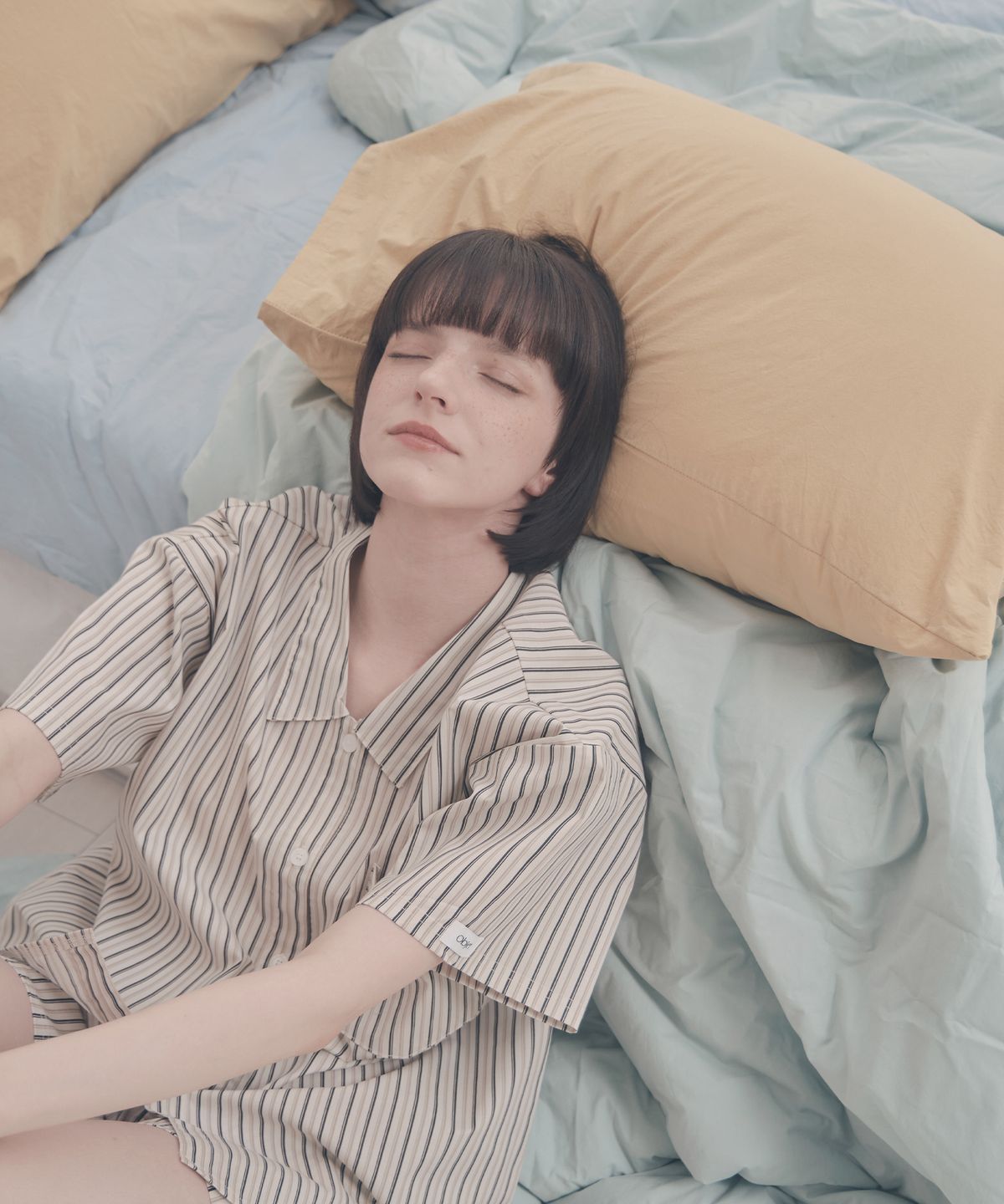 오프아워 오브제(OFFHOUR OBJET) 버던트 솔리드 고밀도 순면 차렵이불 민트