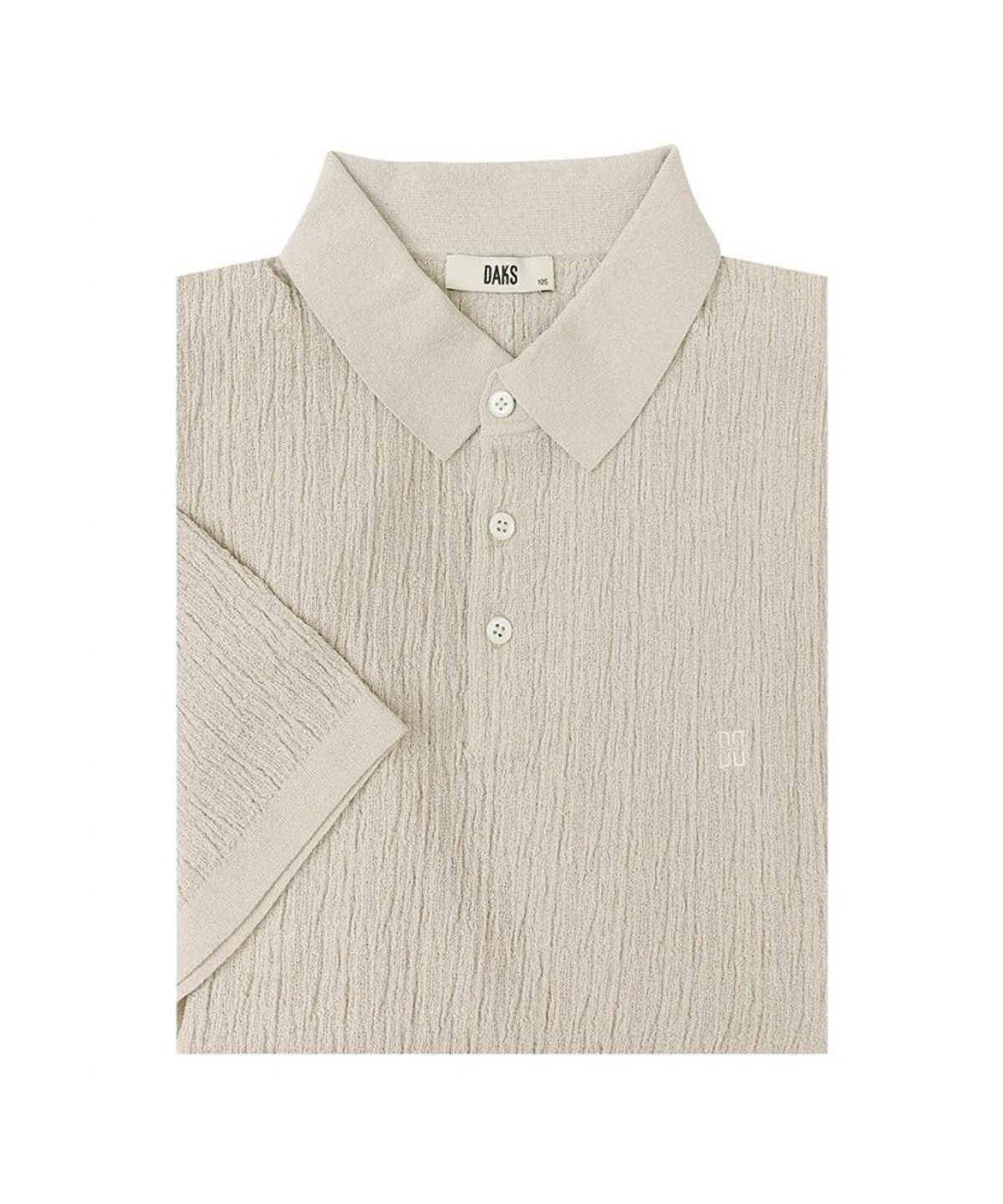 닥스셔츠(DAKS SHIRTS) 면혼방 플리츠 조직감 솔리드 카라니트_DMS1SWTS106I1