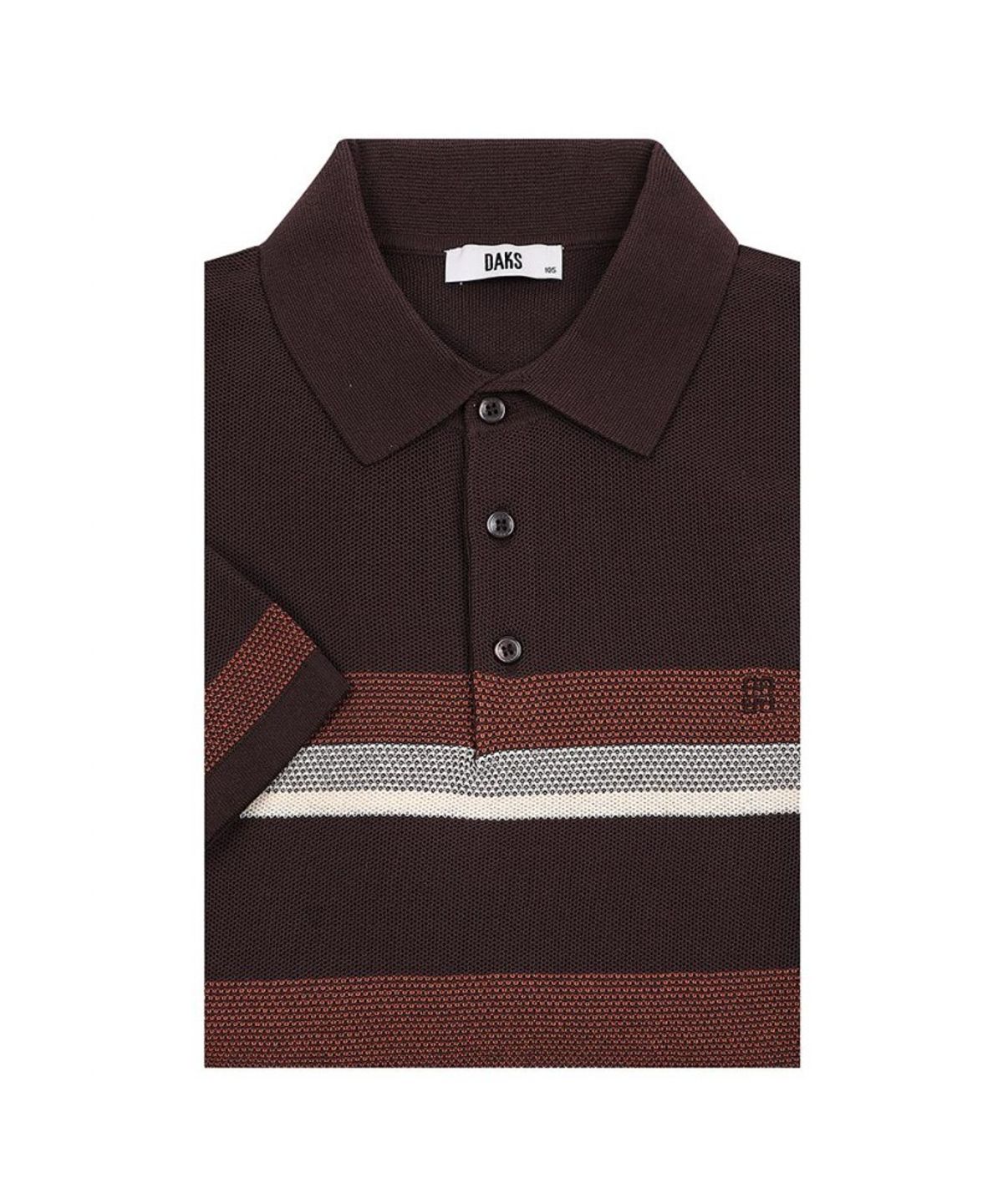 닥스셔츠(DAKS SHIRTS) 면혼방 허니콤 조직감 컬러 블록 카라니트_DMS1SWTS109W1