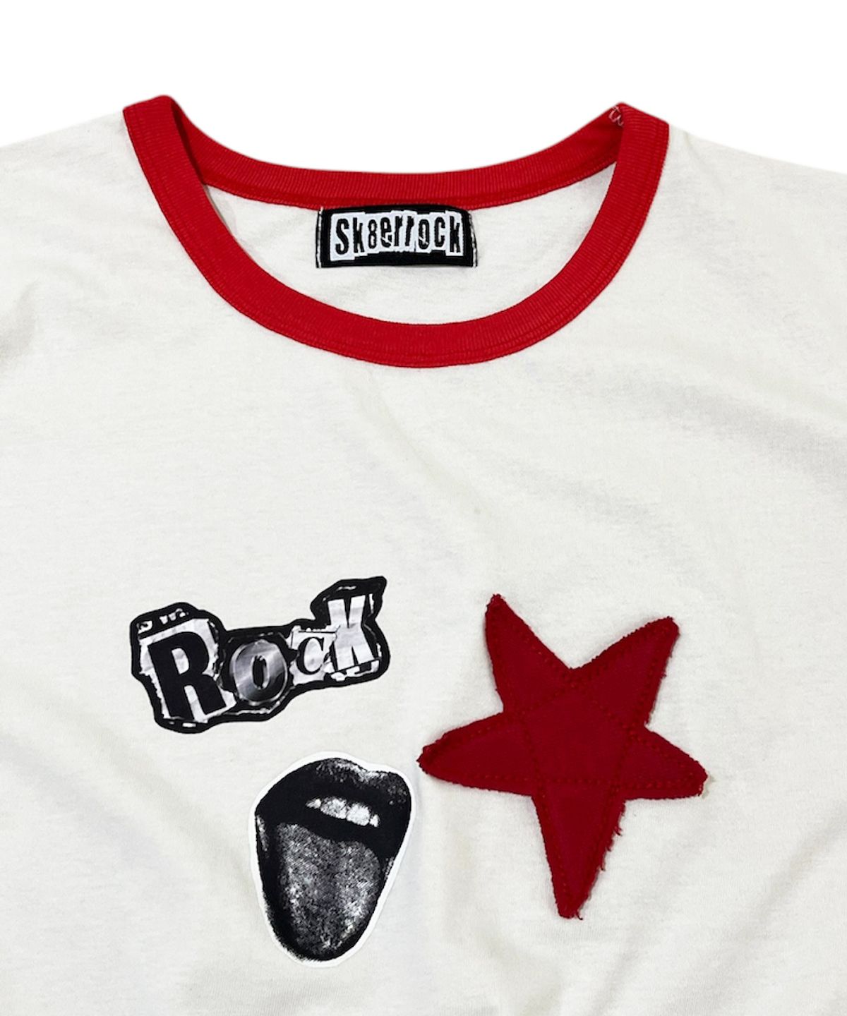 스케이터락(SK8ER ROCK) Collage Star Ringer T-Shirt ((Ivory)) - 사이즈 & 후기 | 무신사