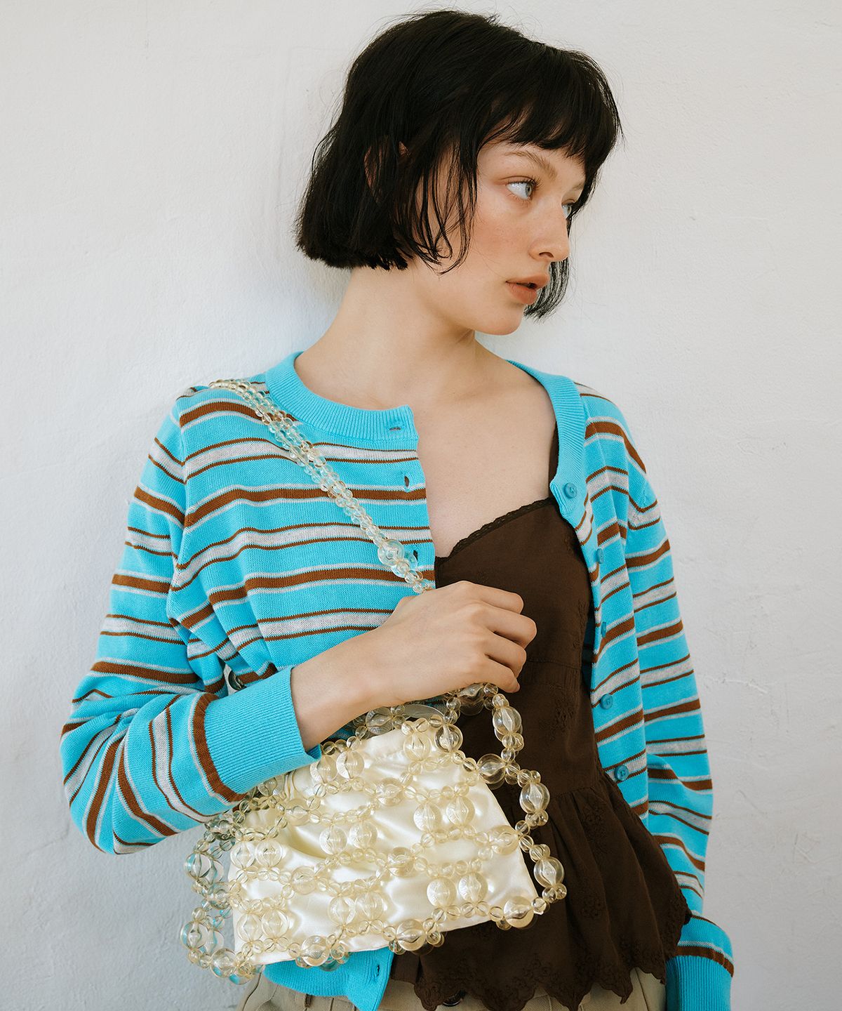 그린버터(GREENBUTTER) Beaded Tote Bag (L/Yellow)