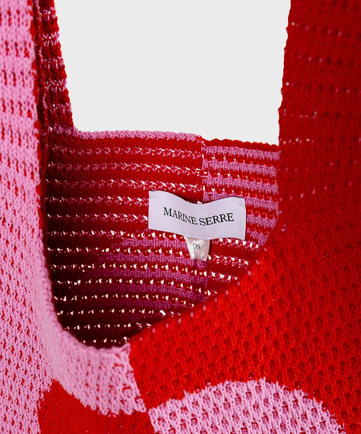 마린 세르(MARINE SERRE) (W) 크로셰 토트 백 레드 핑크 CROCHET TOTE BAG RD13 RED/PINK