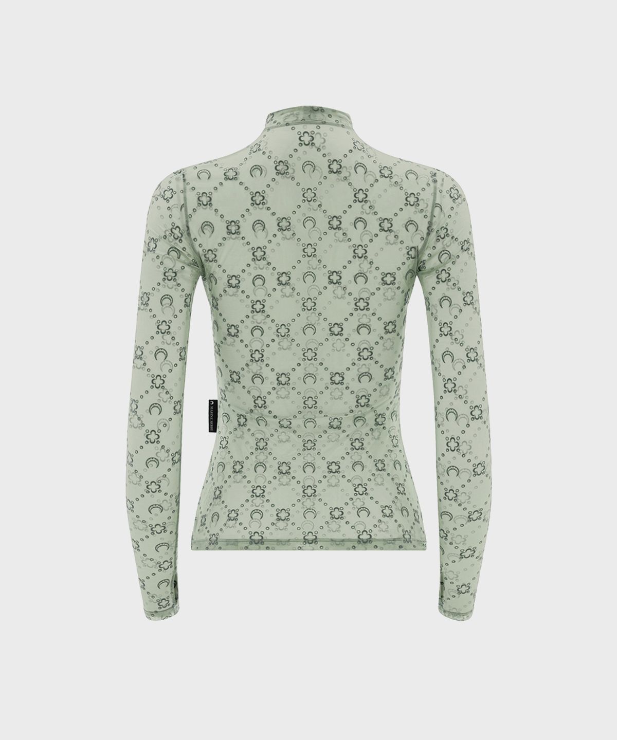 마린 세르(MARINE SERRE) (W) 무노그램 메쉬 플록 롱슬리브 하이넥 탑 그린 그레이 MOONOGRAM MESH FLOCK LS HIGHNECK TOP GR40 GREEN GREY