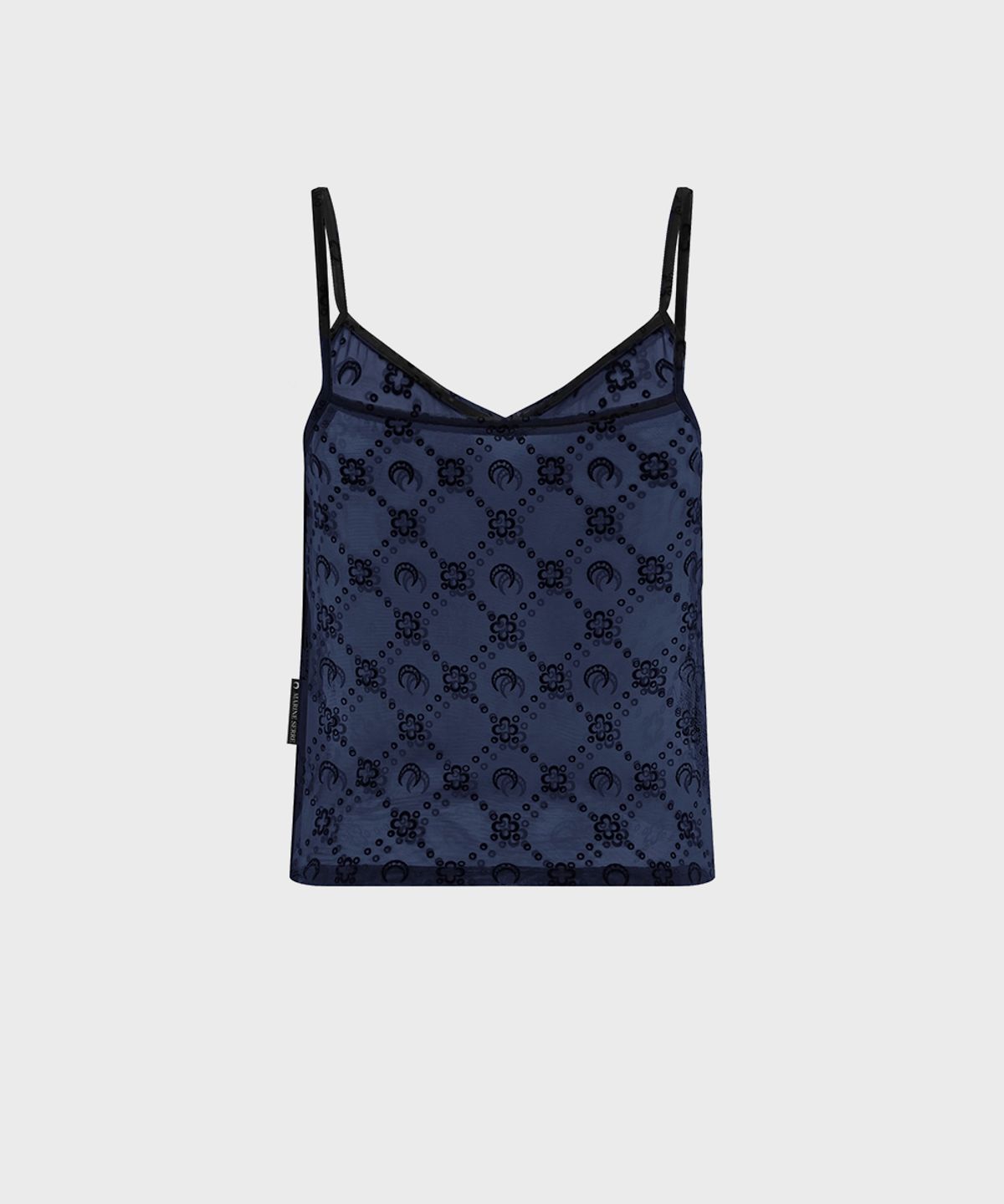 마린 세르(MARINE SERRE) (W) 무노그램 메쉬 플록 스트랩 탑 네이비 MOONOGRAM MESH FLOCK STRAPS TOP BL90 NAVY