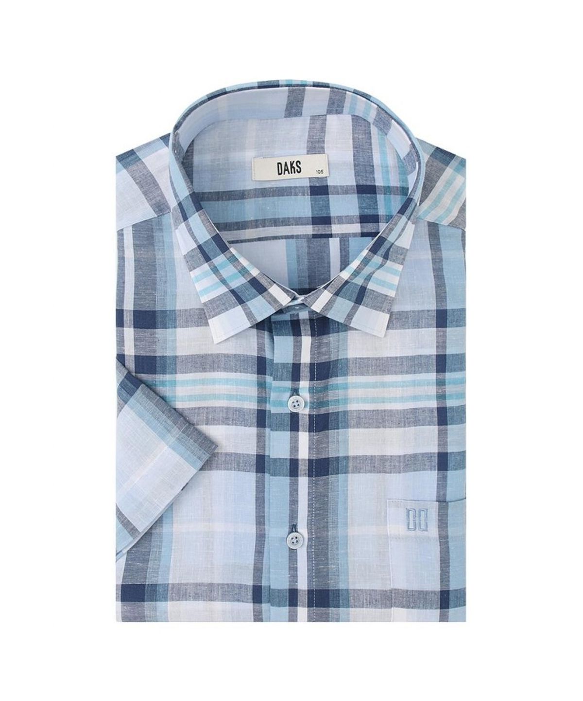닥스셔츠(DAKS SHIRTS) 린넨혼방 미디움체크 캐주얼 반팔셔츠 레귤러핏_DLS2SHCS431B1