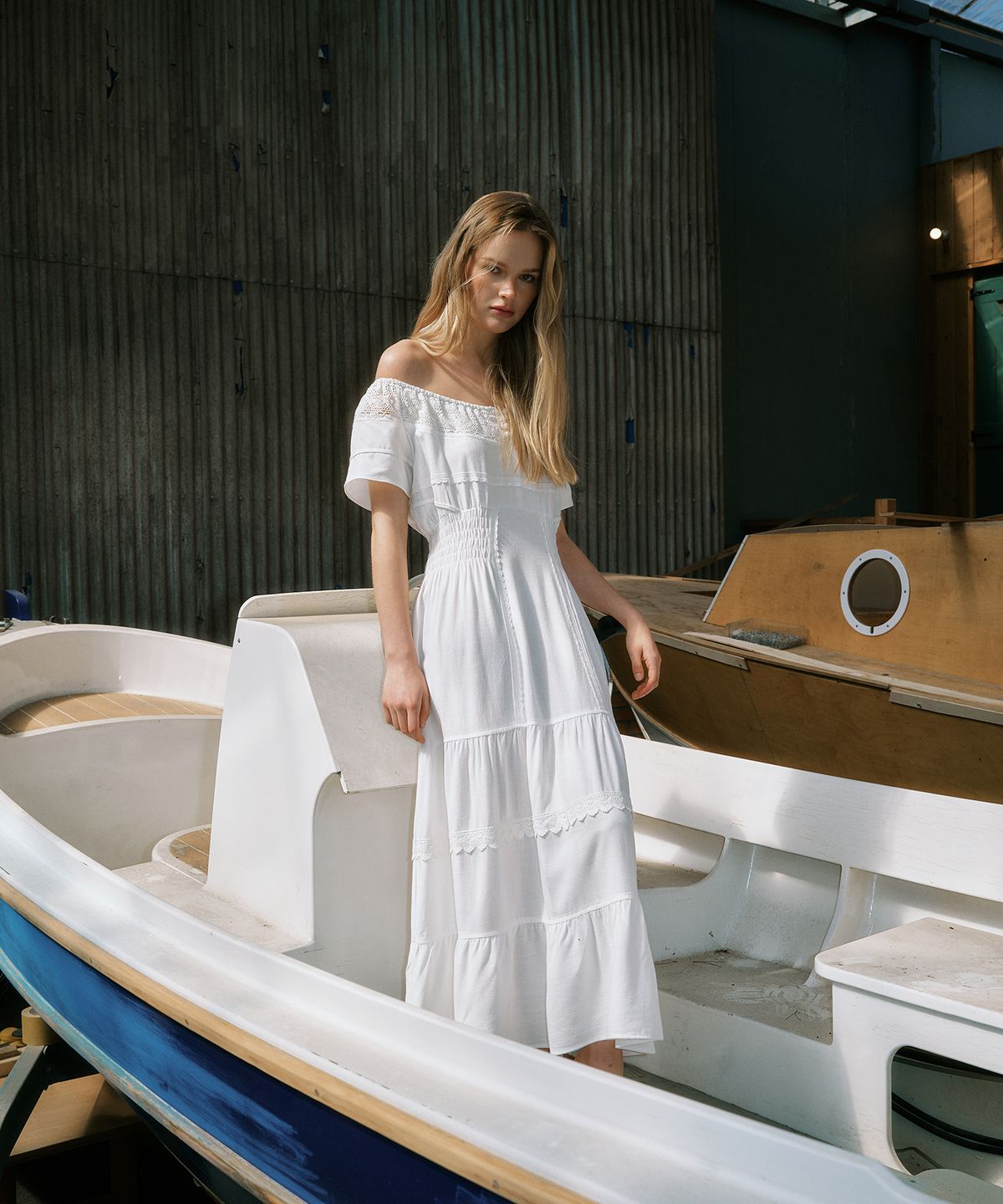 그린버터(GREENBUTTER) Prairie 2-Way Dress (Ivory)
