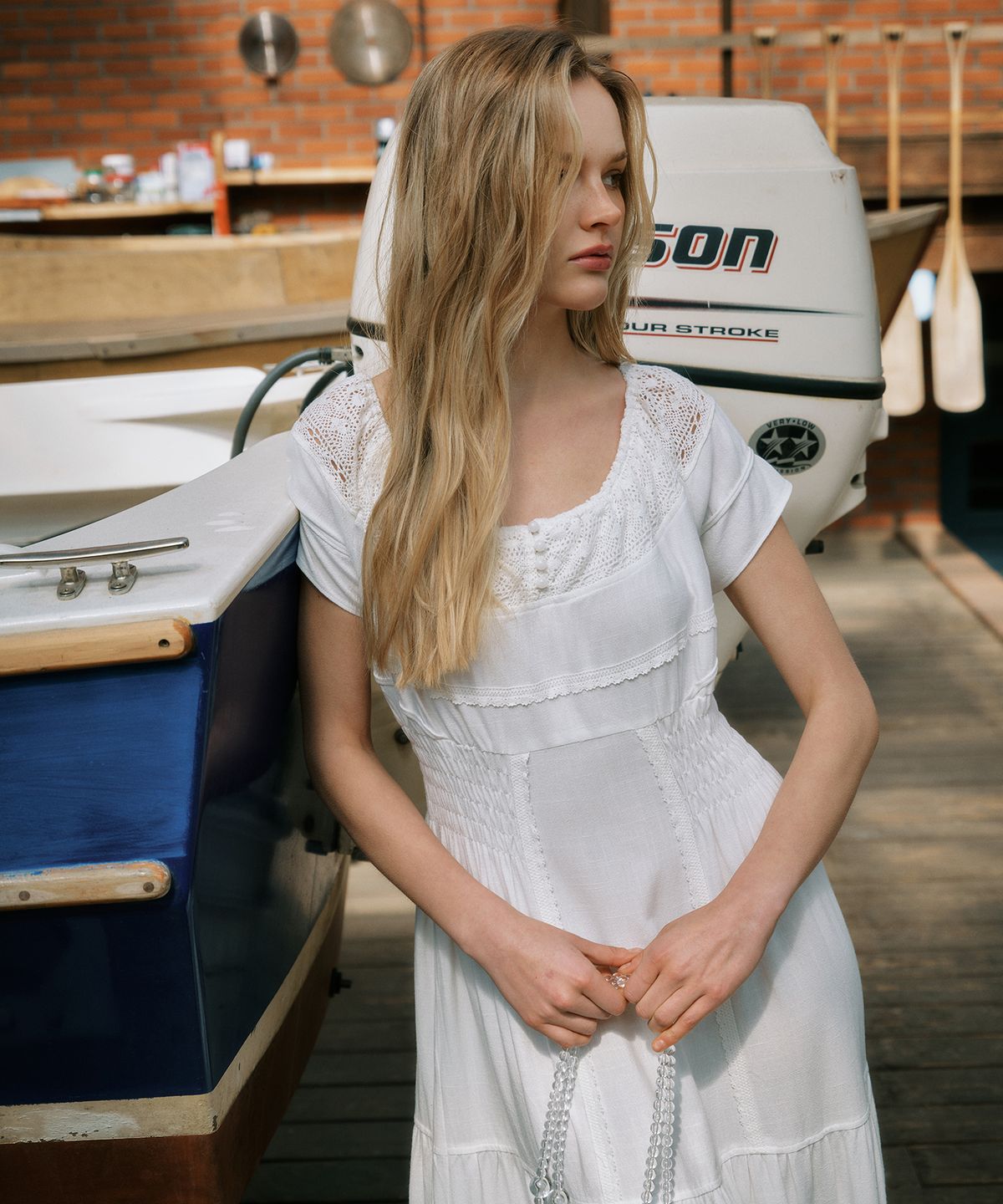그린버터(GREENBUTTER) Prairie 2-Way Dress (Ivory)