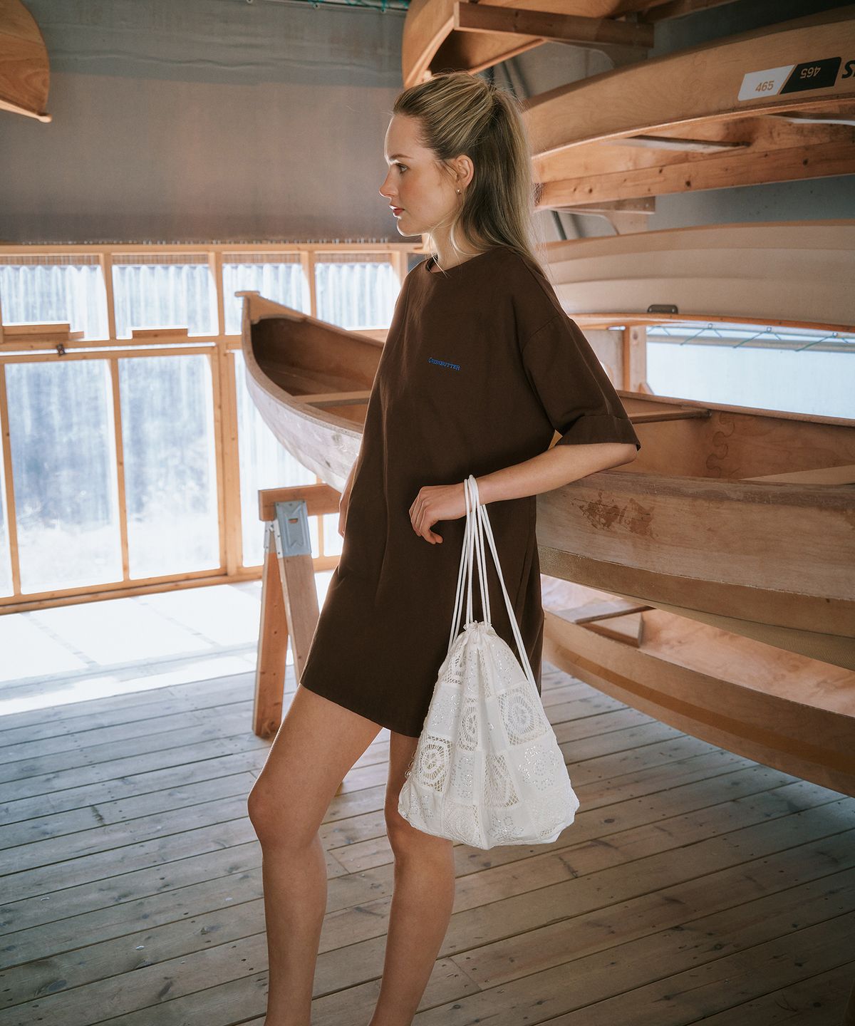 그린버터(GREENBUTTER) Relaxed Cotton Dress (Brown)