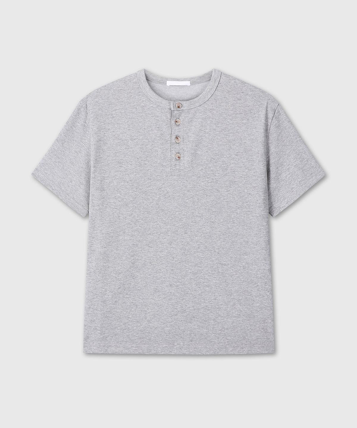 다이브인(DIVEIN) LOOSED HENLEY NECK T-SHIRTS (MELANGE GRAY)