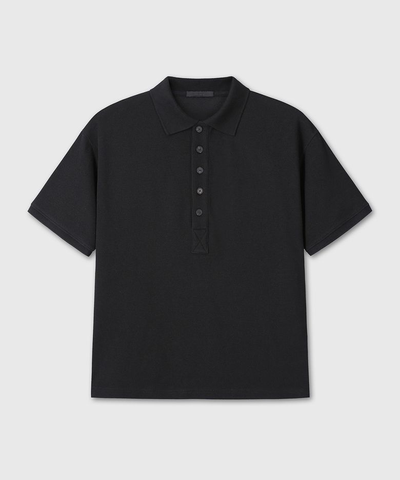 REGULAR POLO CROP T-SHIRTS (BLACK)